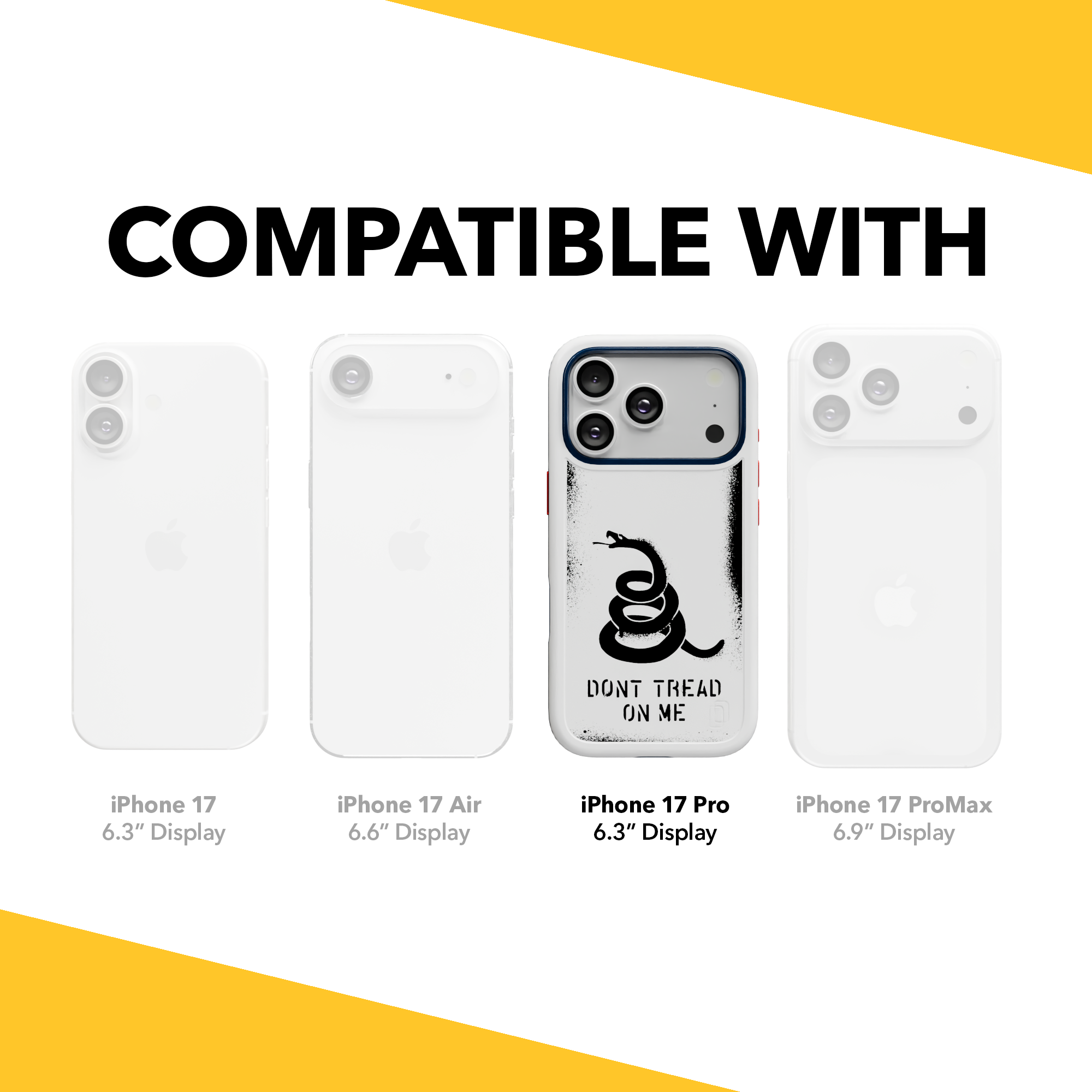Patriot Collection - Gadsden Stencil for iPhone 17 Series Gadsen Stencil / iPhone 17 Pro / White