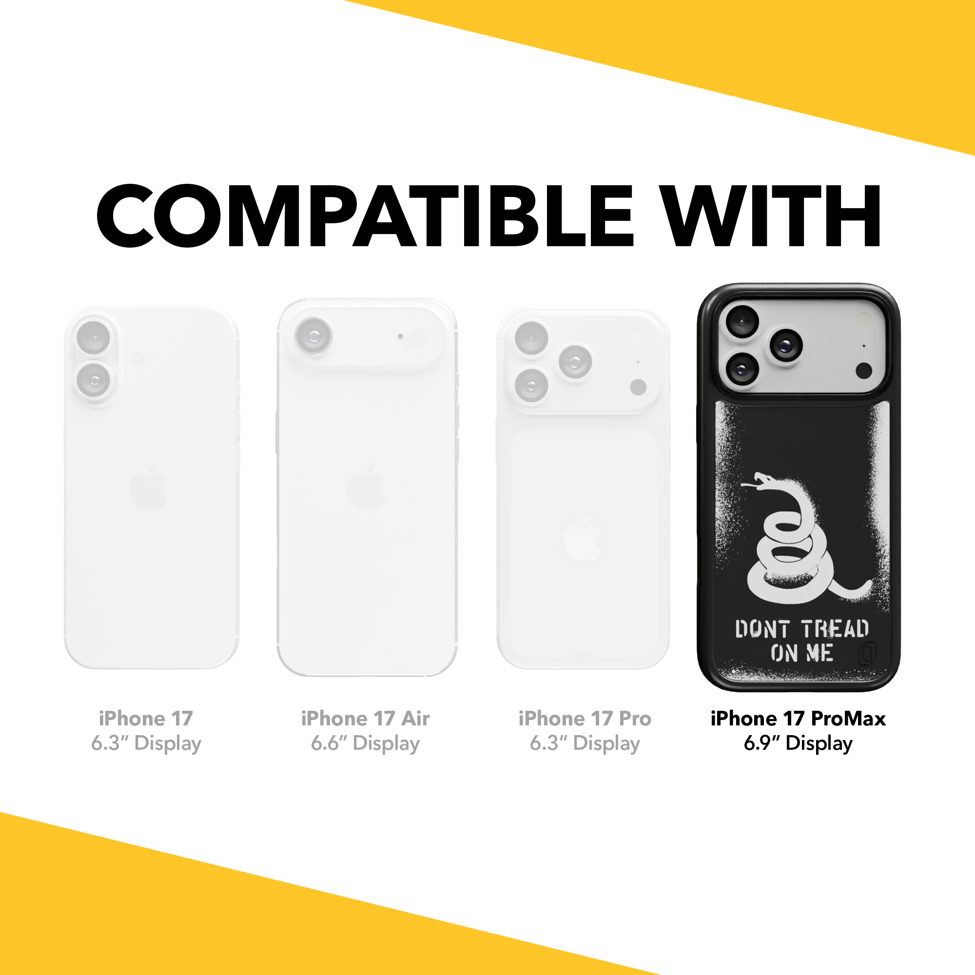 Patriot Collection - Gadsden Stencil for iPhone 17 Series Gadsen Stencil / iPhone 17 Pro Max / Black