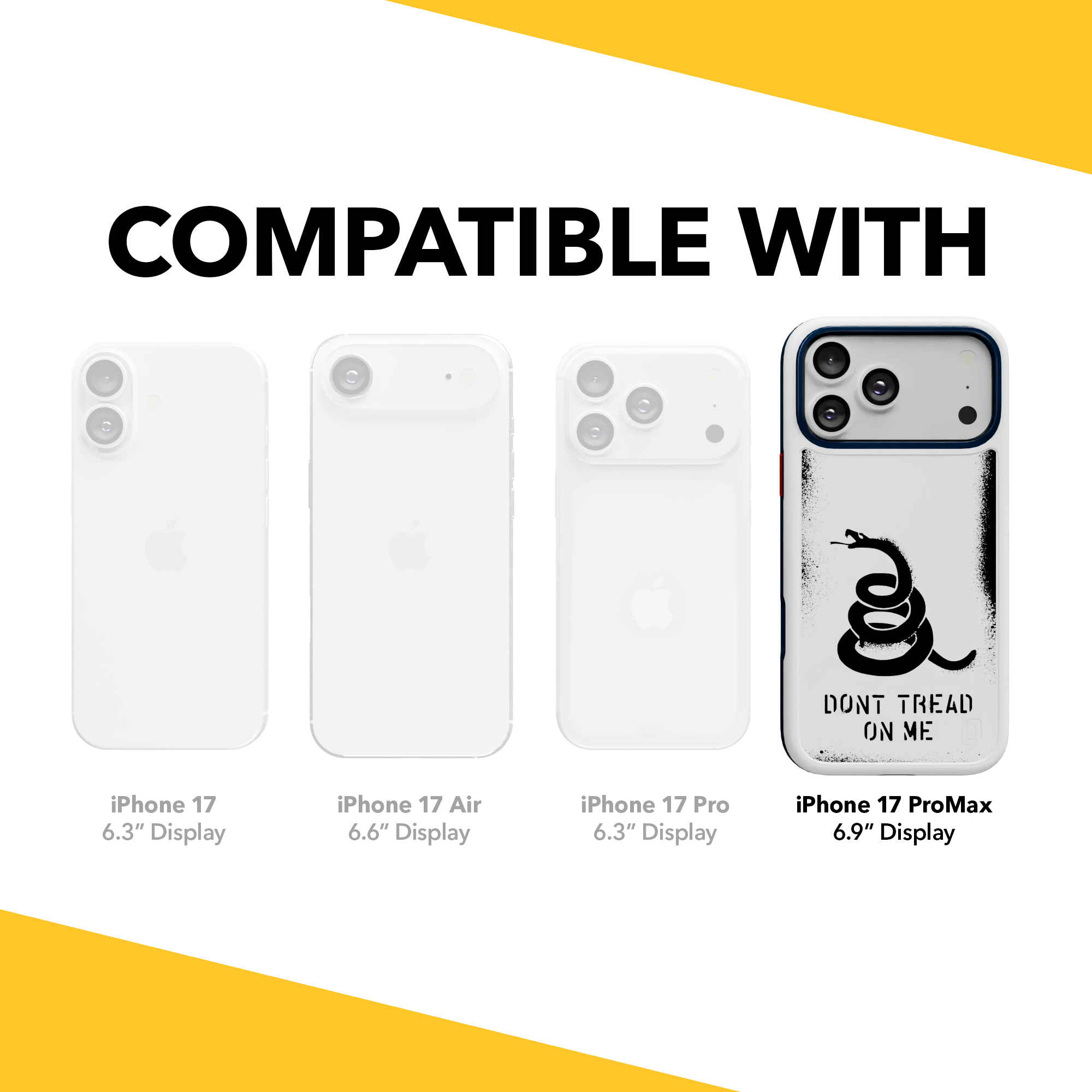 Patriot Collection - Gadsden Stencil for iPhone 17 Series Gadsen Stencil / iPhone 17 Pro Max / White