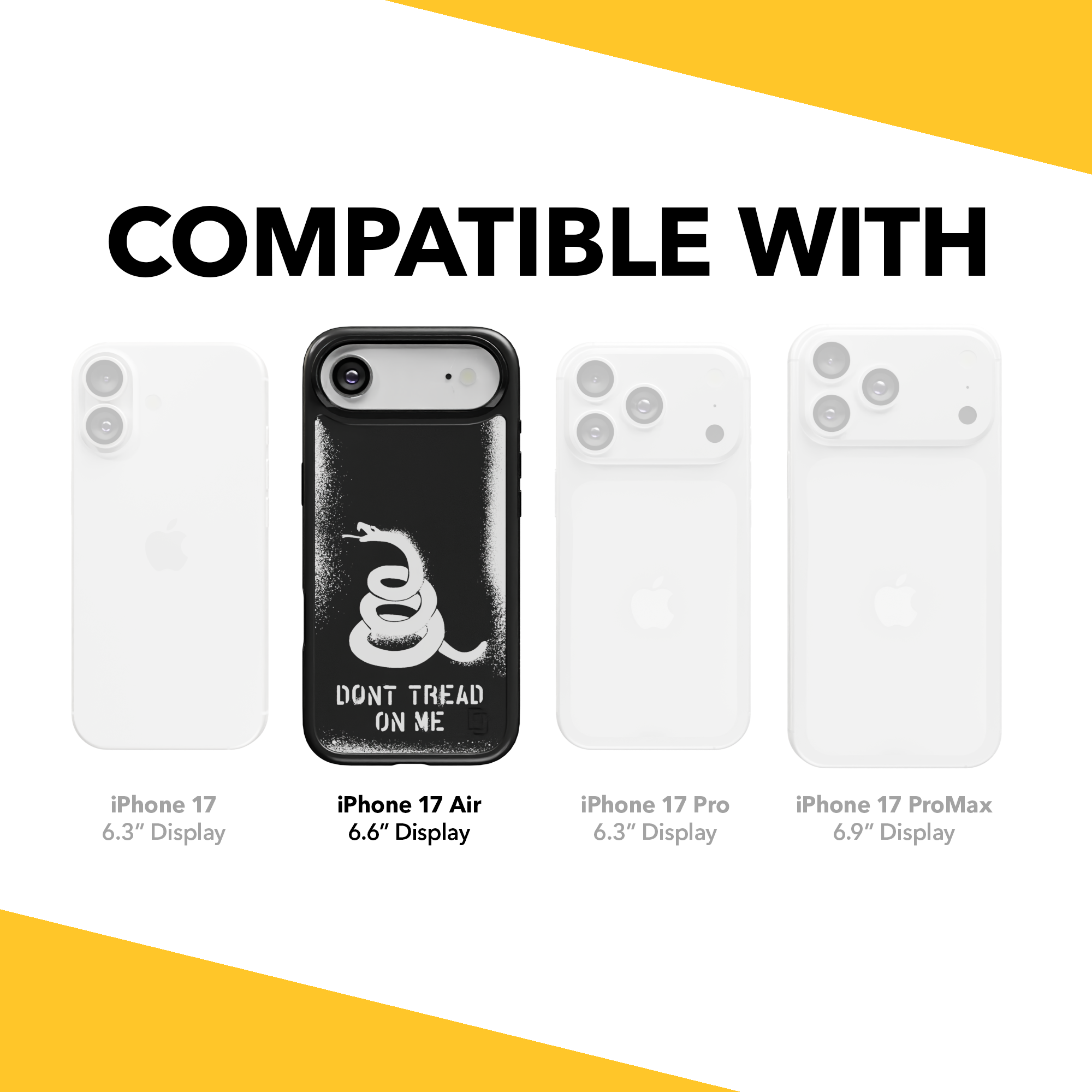 Patriot Collection - Gadsden Stencil for iPhone 17 Series Gadsen Stencil / iPhone Air / Black