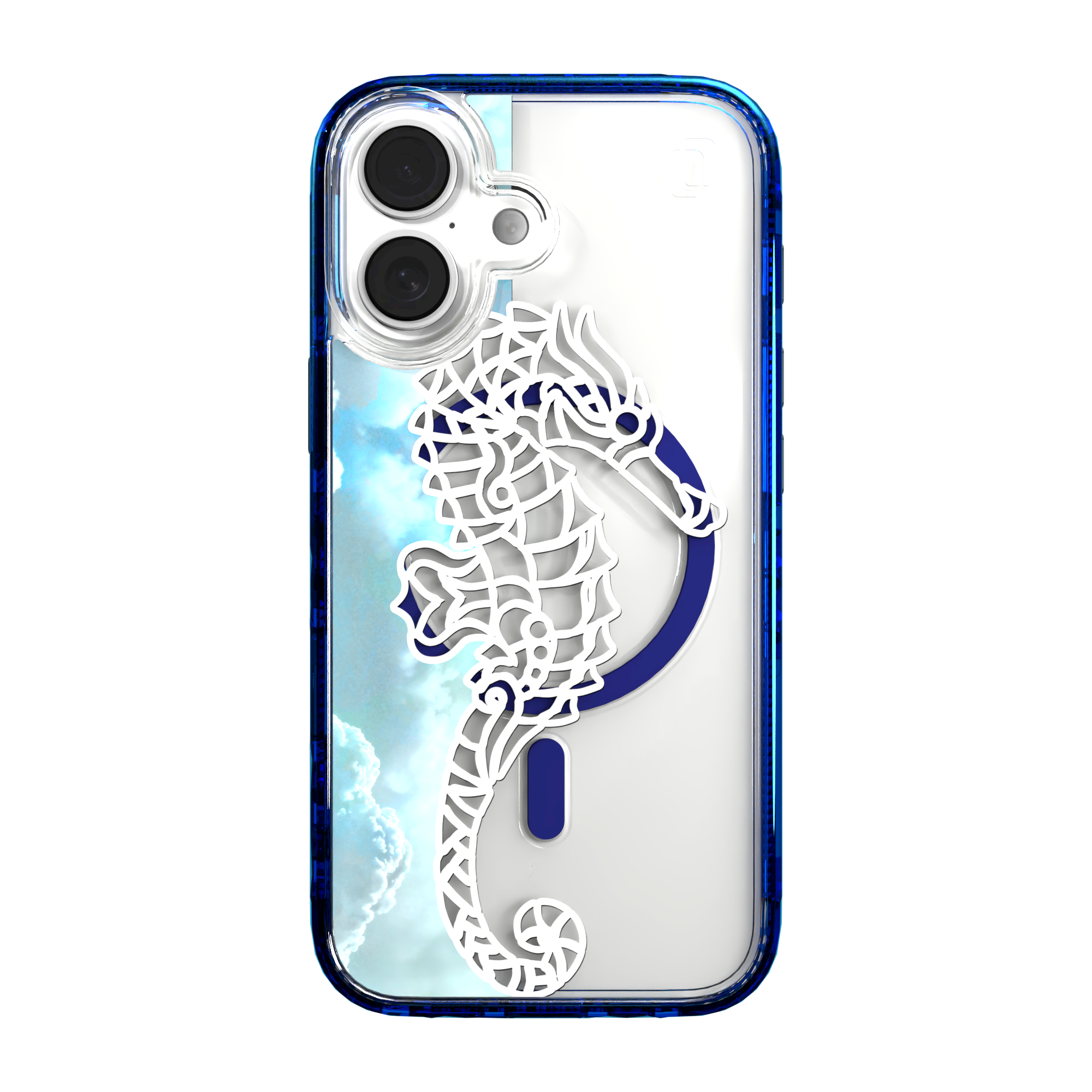 iPhone 16 Series | MagSafe | Coastal Case Collection | White & Teal Seahorse Seahorse / iPhone 16 / Blue