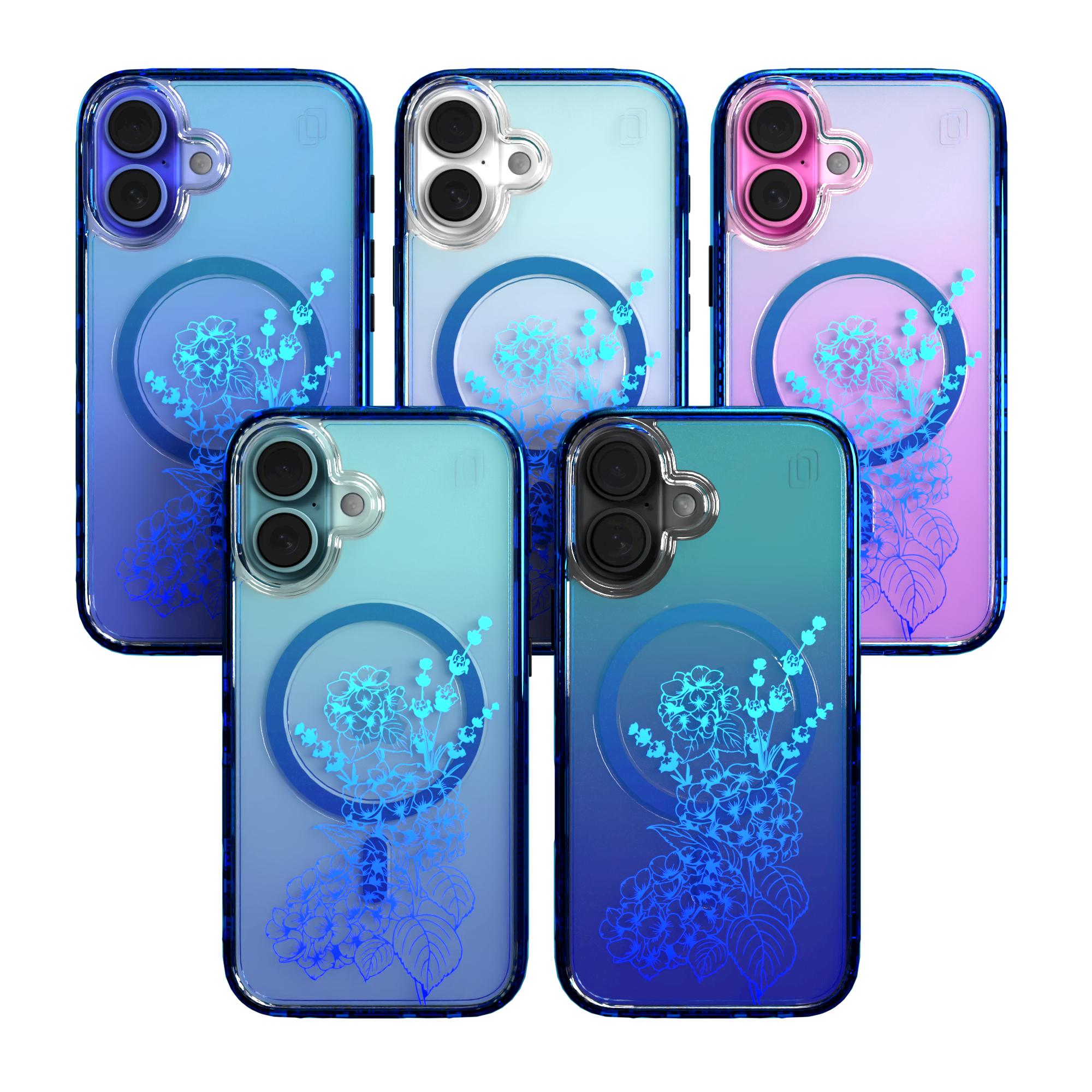 iPhone 16 Series | MagSafe | Ombre Bouquet Case Collection | Indigo Infusion Indigo Infusion / iPhone 16 / Blue