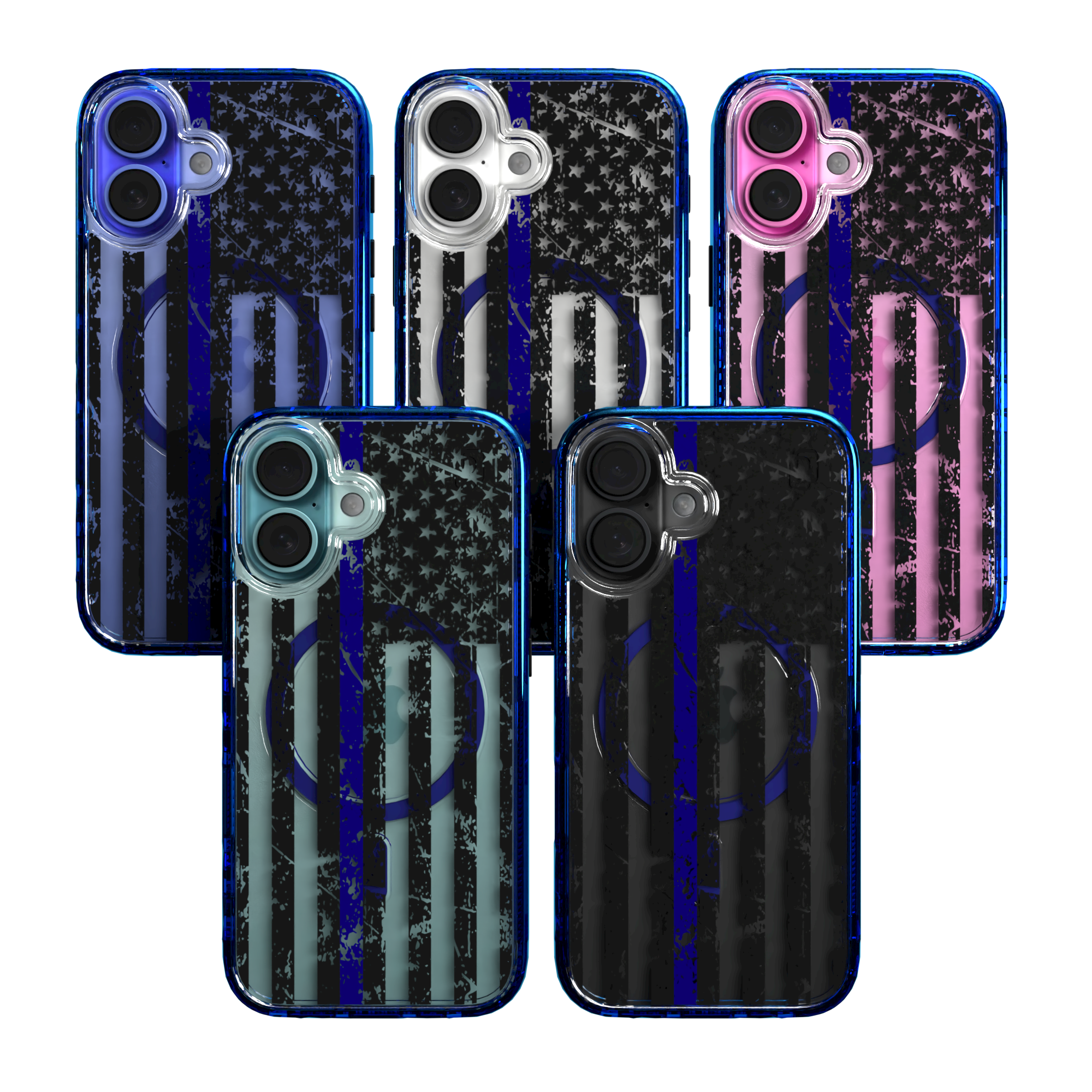 iPhone 16 Series | MagSafe | Red, White & Blue Case Collection | Thin Blue Line Blue Line / iPhone 16 / Blue