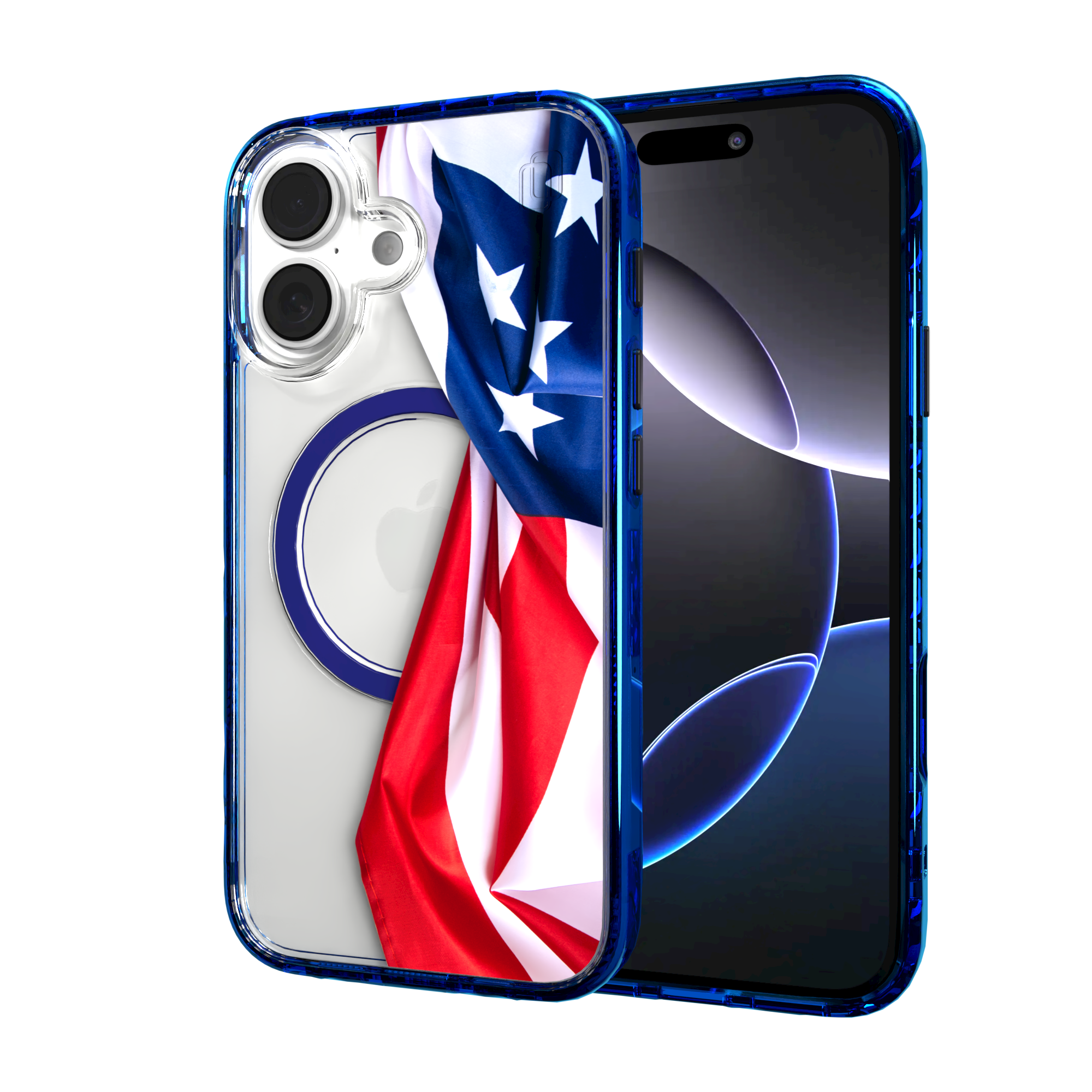 iPhone 16 Series | MagSafe | Red, White & Blue Case Collection | Flowing American Flag Resilient Spirit / iPhone 16 / Blue