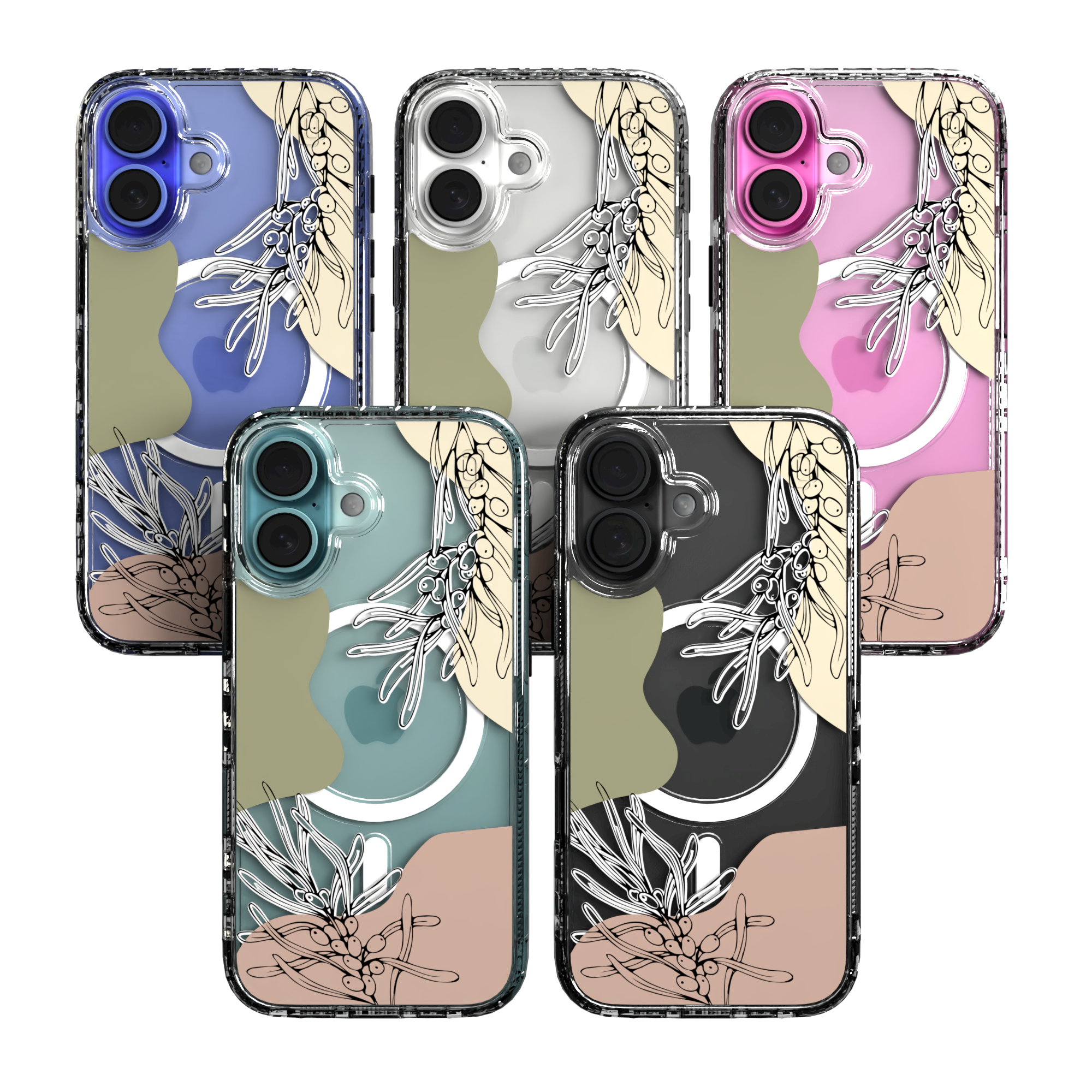 iPhone 16 Series | MagSafe | Botanical Fusion Abstract Case | Pastel Fall Vistas
