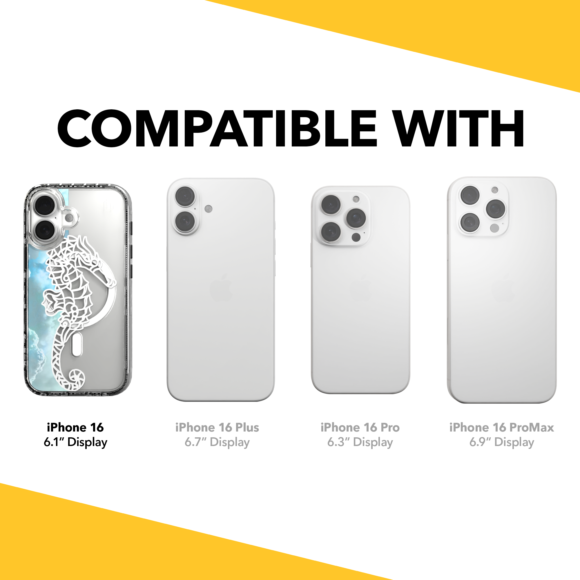 iPhone 16 Series | MagSafe | Coastal Case Collection | White & Teal Seahorse Seahorse / iPhone 16 / Clear