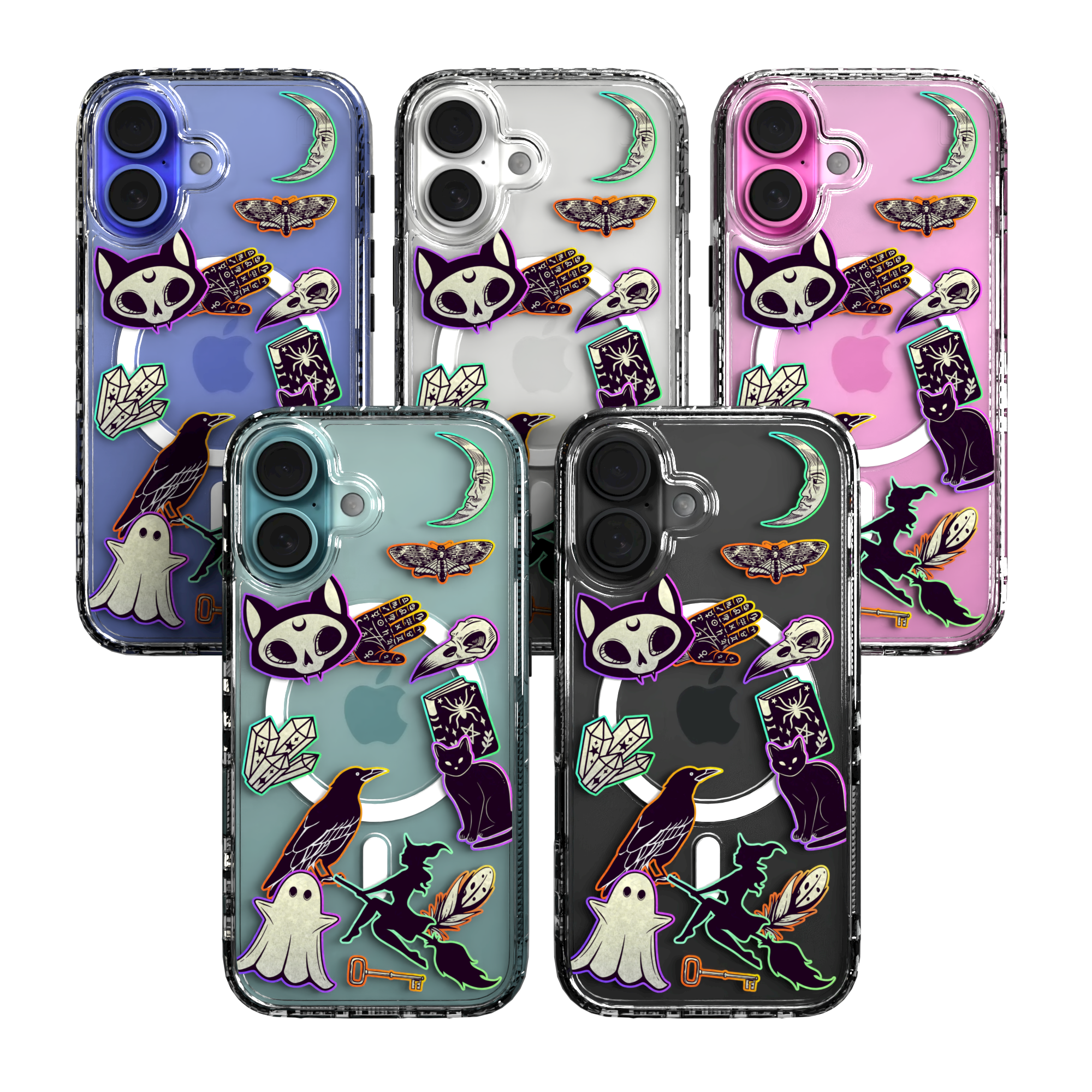 iPhone 16 Series | MagSafe | Halloween Case | Witchy Stickers Witchy Stickers / iPhone 16 / Clear