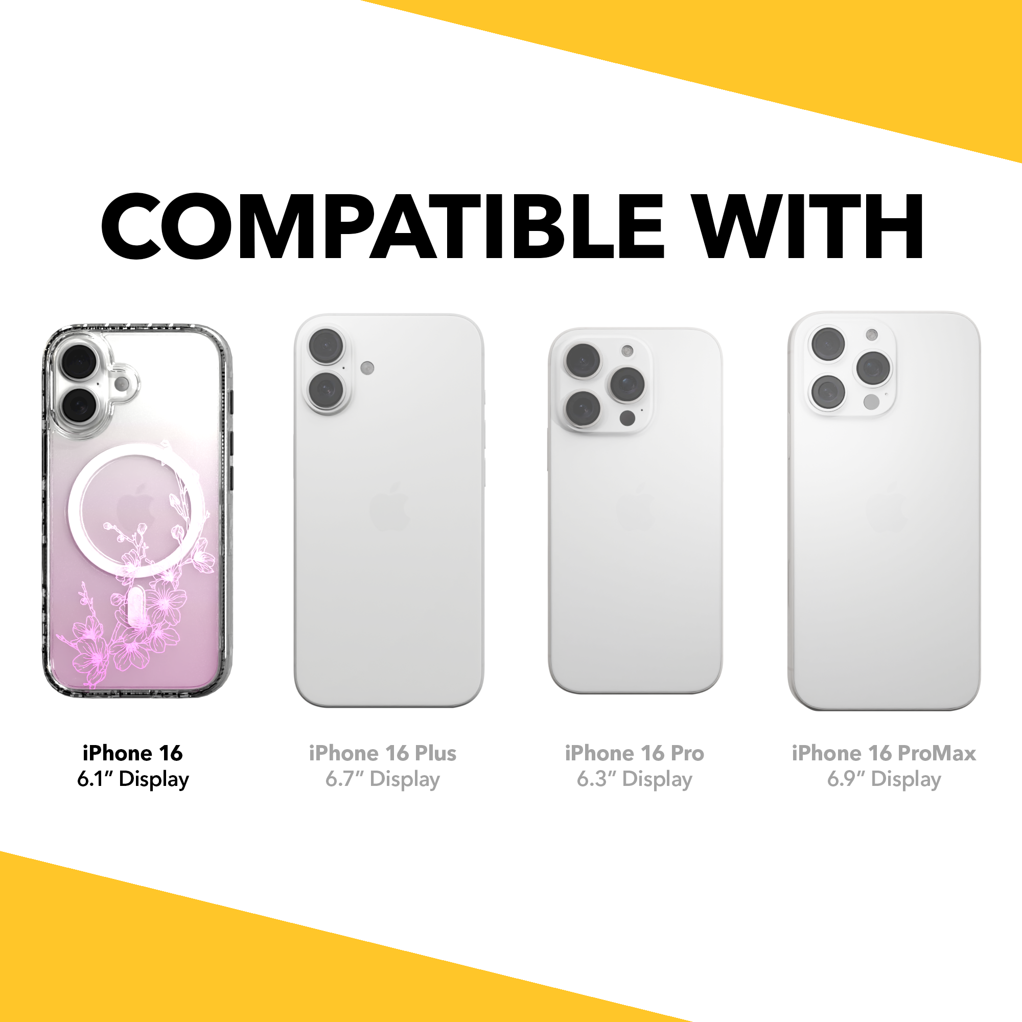 iPhone 16 Series | MagSafe | Ombre Bouquet Case Collection | Ballet Blush Pink Ballet Blush / iPhone 16 / Clear