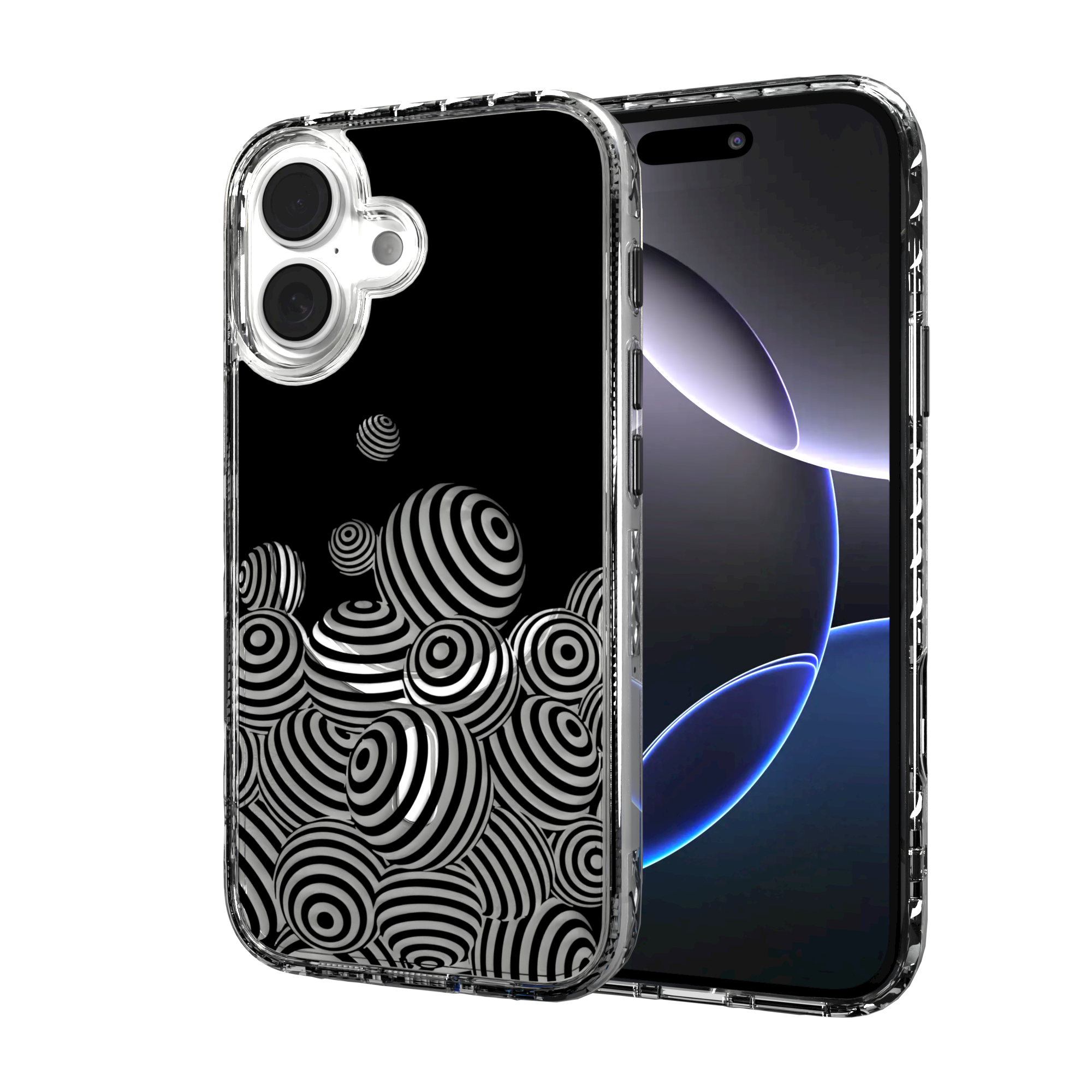 iPhone 16 Series | MagSafe | Monochromatic Collection | 3D Orb Swirl Ballpit / iPhone 16 / Clear