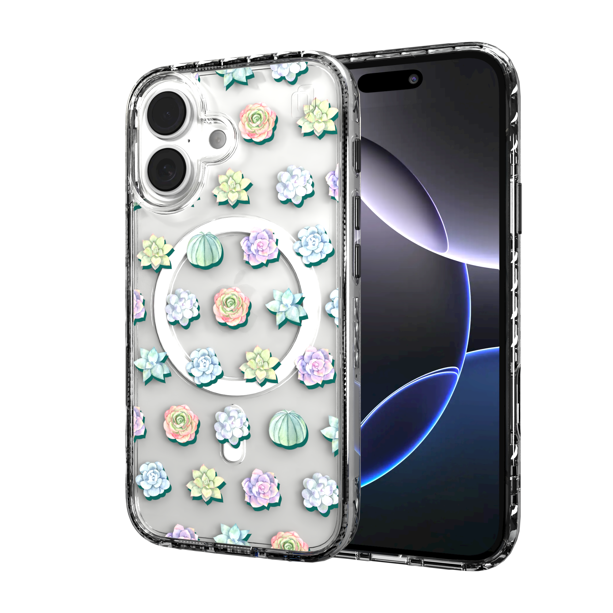 iPhone 16 Series | MagSafe | Nature Case Collection | Succulent Seamless Pattern Succulents / iPhone 16 / Clear