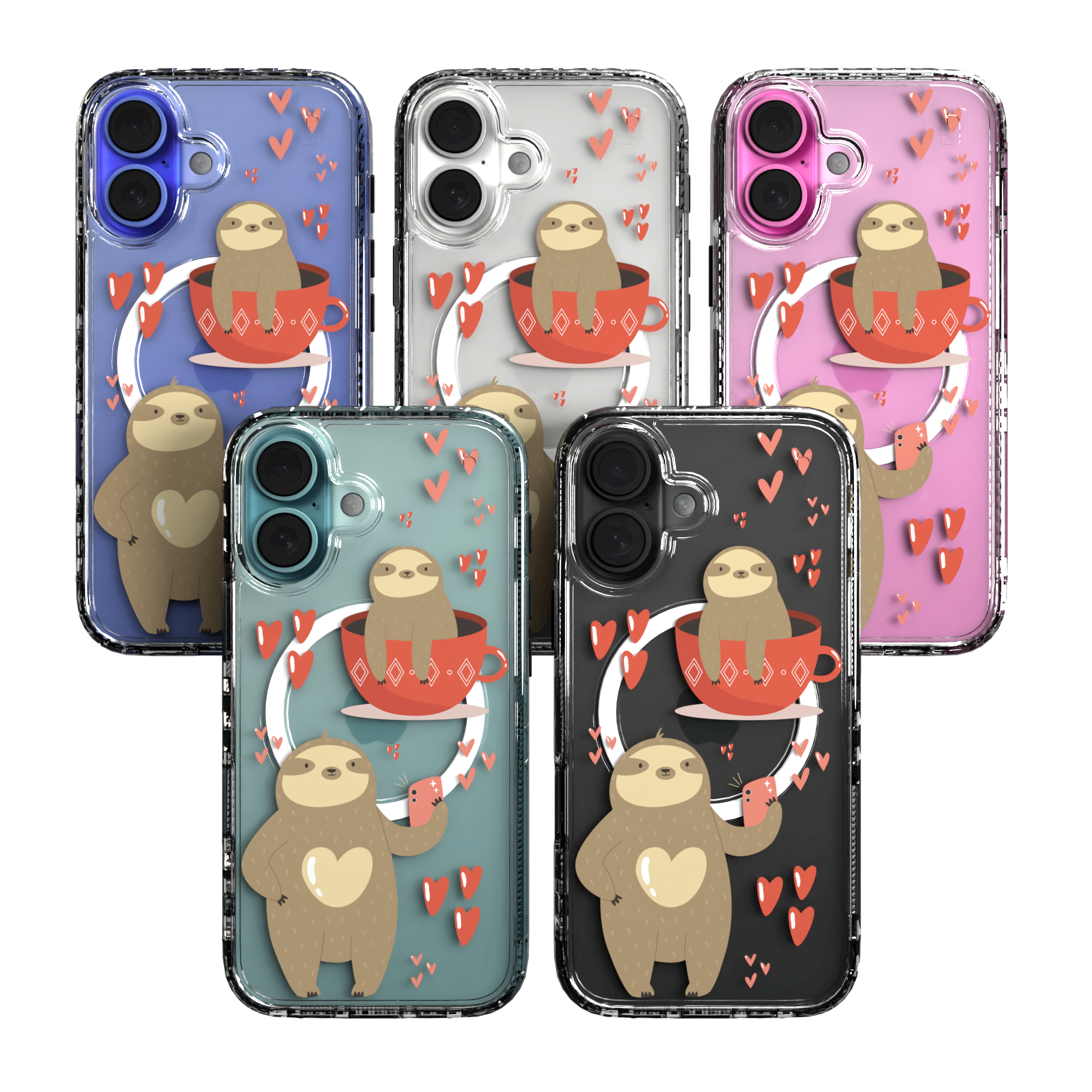 iPhone 16 Series | MagSafe | Sloth Case Collection | Sloths In Love Sloth Haven / iPhone 16 / Clear