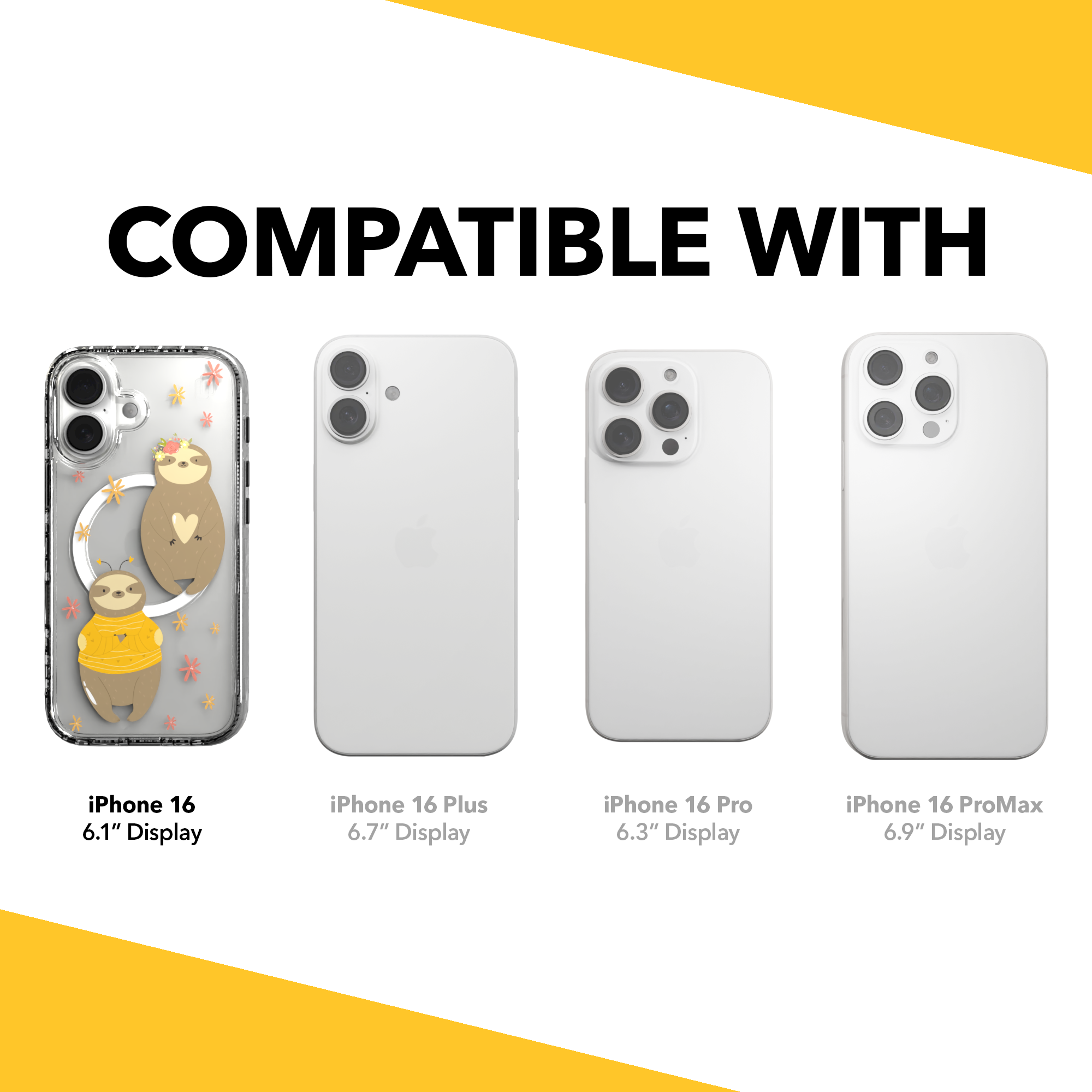 iPhone 16 Series | MagSafe | Sloth Case Collection | Lazy Sloths Lazy Sloth / iPhone 16 / Clear