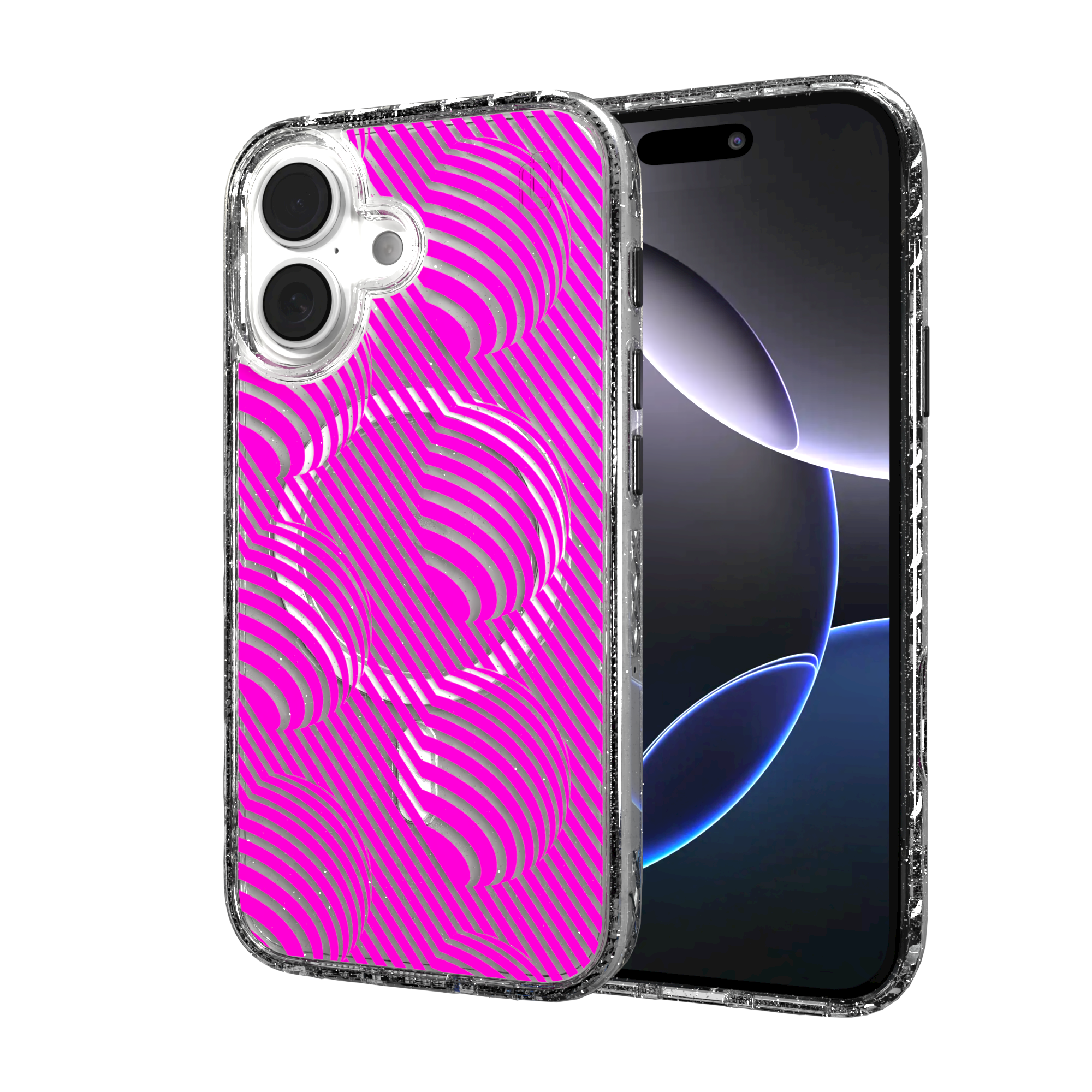 iPhone 16 Series | MagSafe | Monochromatic Case Designs | Pink Bumps Pink Bumps / iPhone 16 / Clear Sparkle