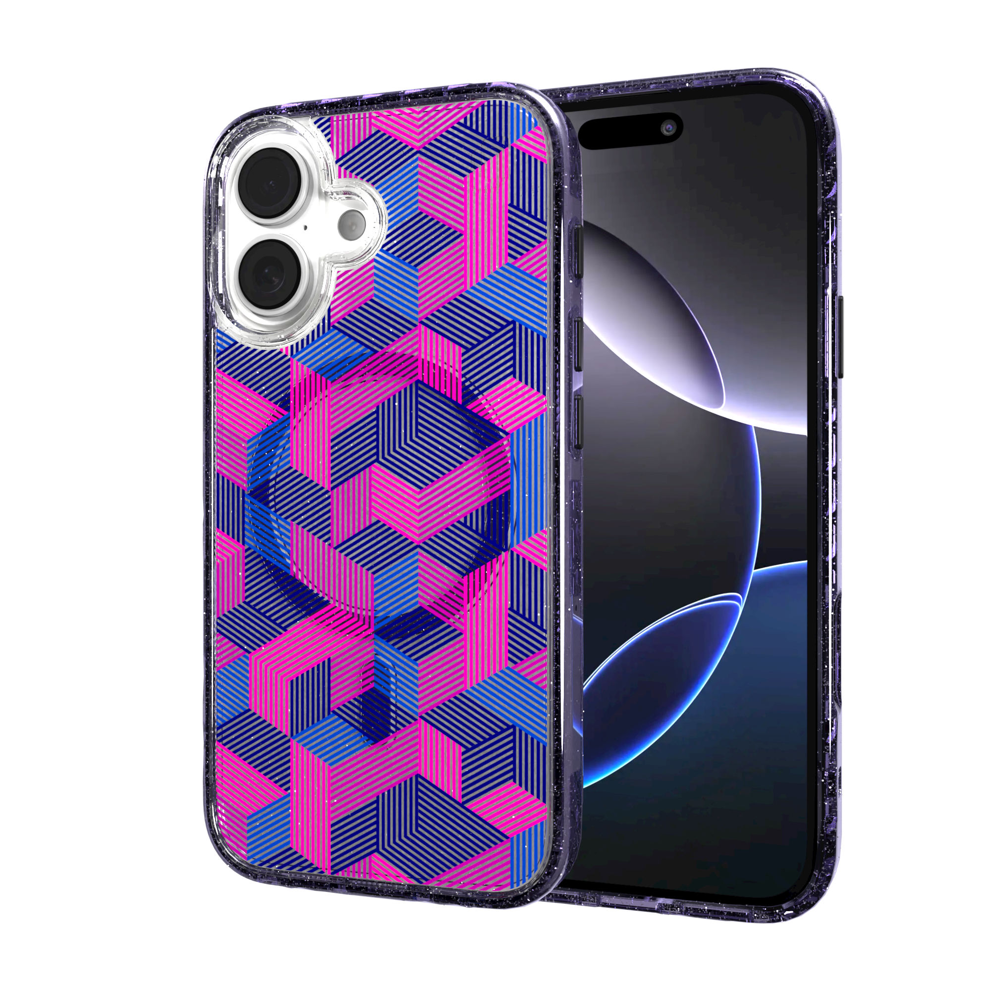 iPhone 16 Series | MagSafe | Monochromatic Case Designs | Colorful Cubes Colorful Cubes / iPhone 16 / Lilac Sparkle