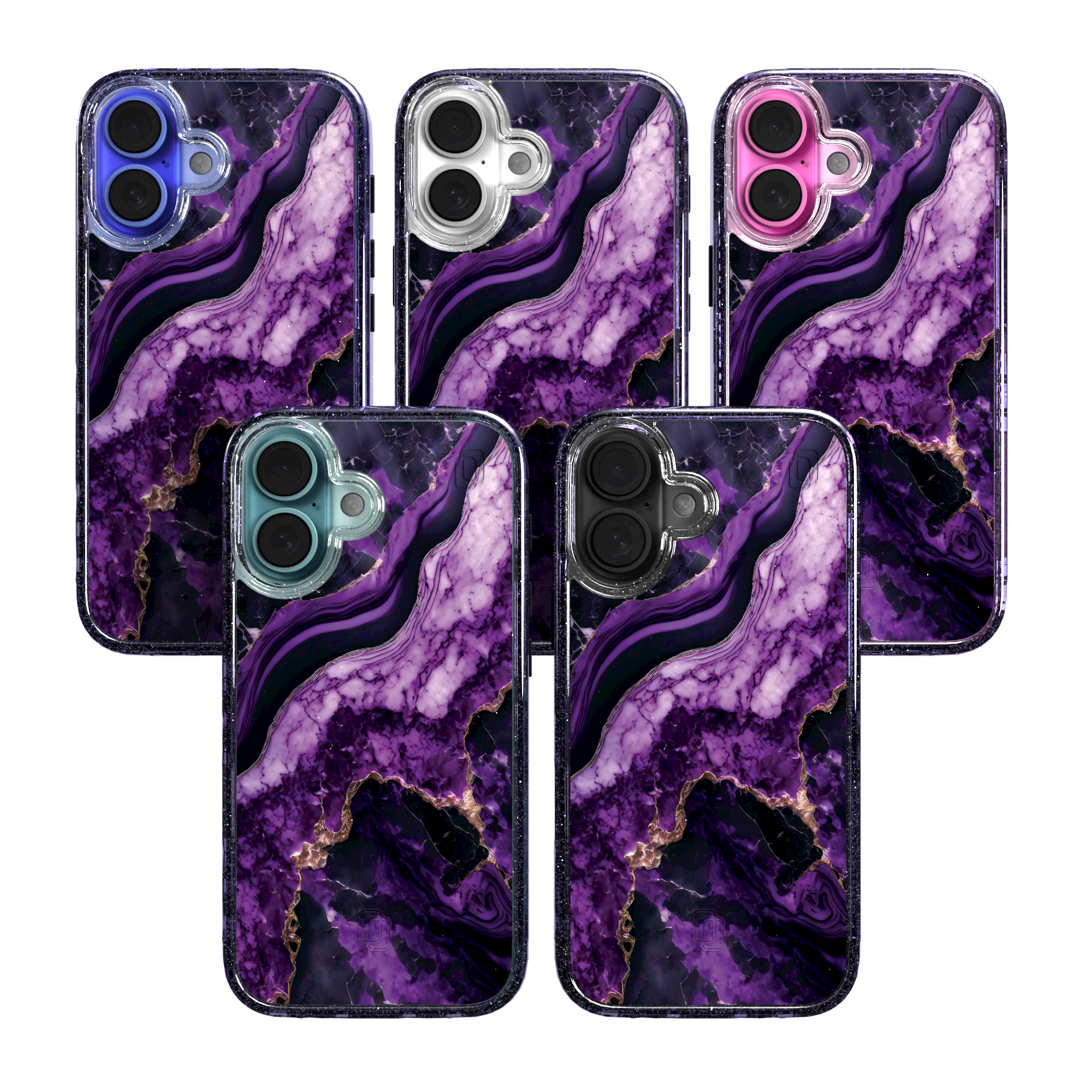 iPhone 16 Series | MagSafe | Stone Beauty Case Collection | Falling Dusk Purple & Gold Marble Falling Dusk / iPhone 16 / Lilac Sparkle