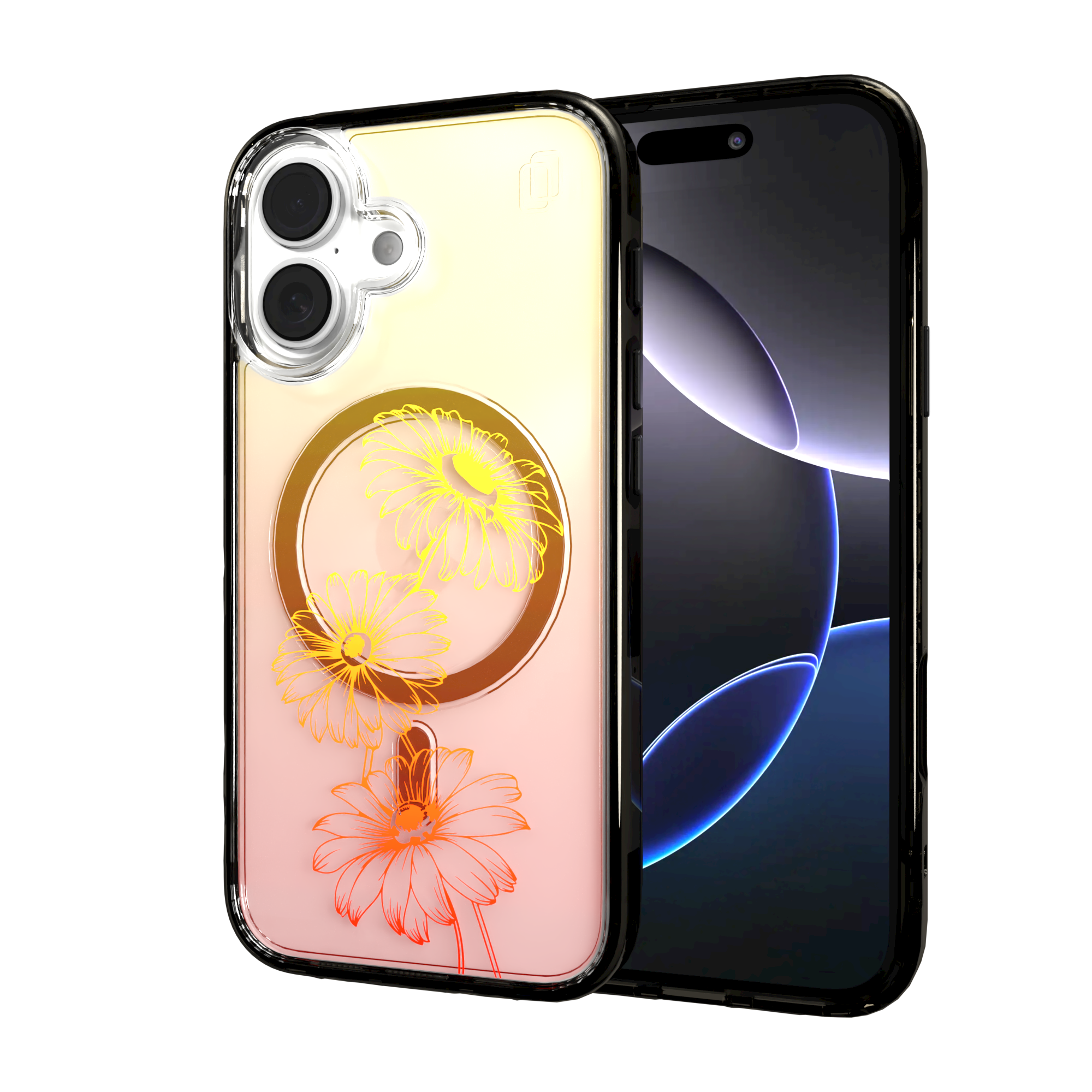 iPhone 16 Series | MagSafe | Ombre Bouquet Case Collection | Orange Citrus Splash Citrus Splash / iPhone 16 / Black