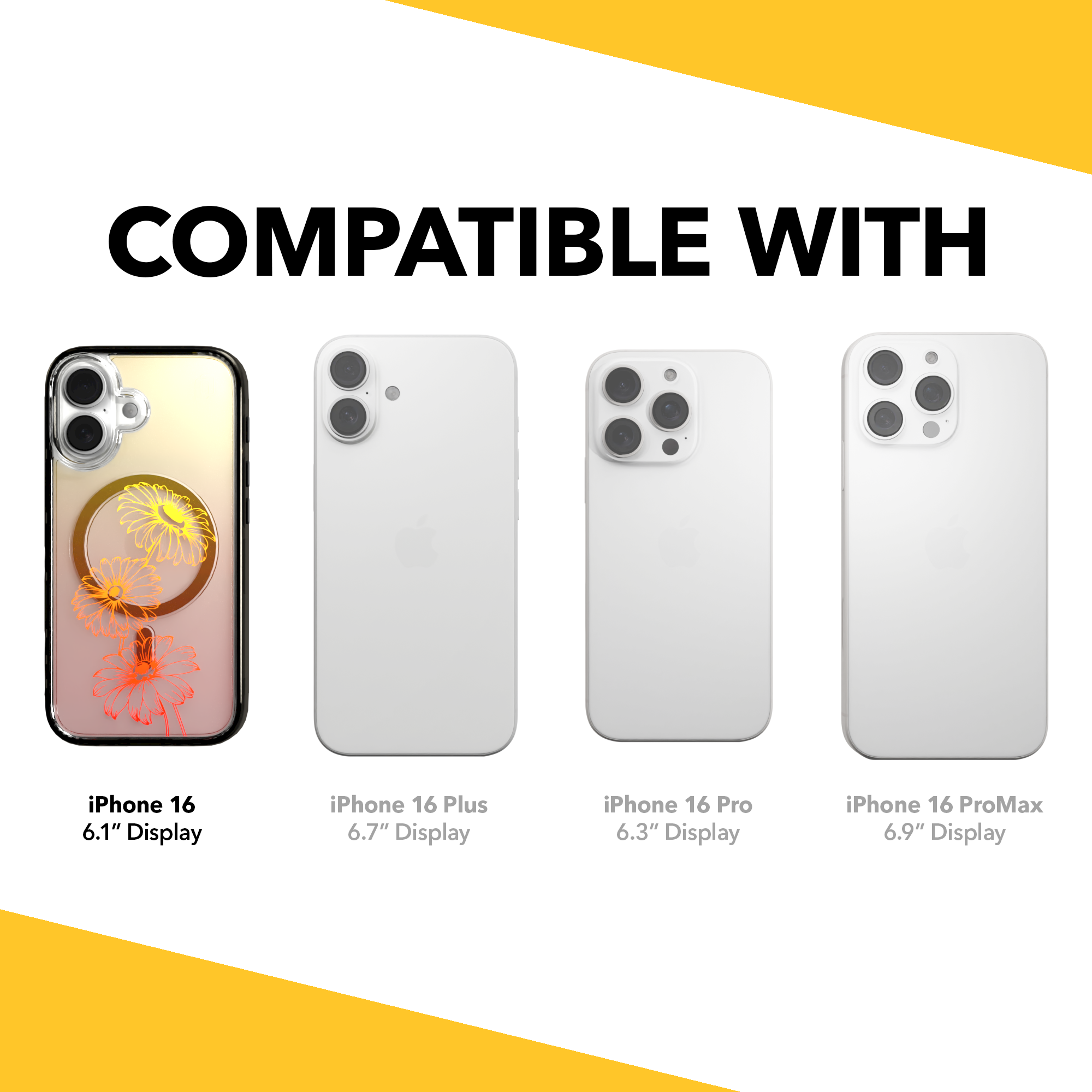 iPhone 16 Series | MagSafe | Ombre Bouquet Case Collection | Orange Citrus Splash Citrus Splash / iPhone 16 / Black
