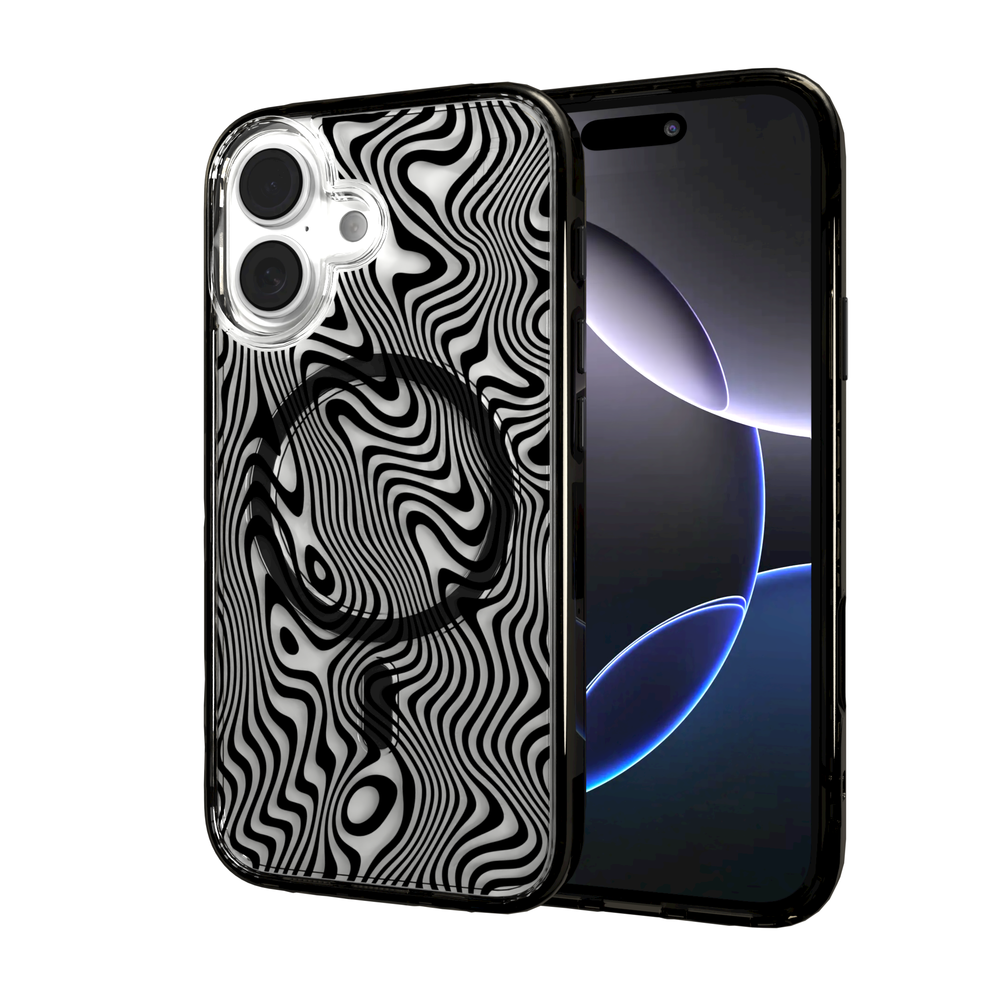 iPhone 16 Series | MagSafe | Monochromatic Case Designs | Swirling Tides Tide / iPhone 16 / Black