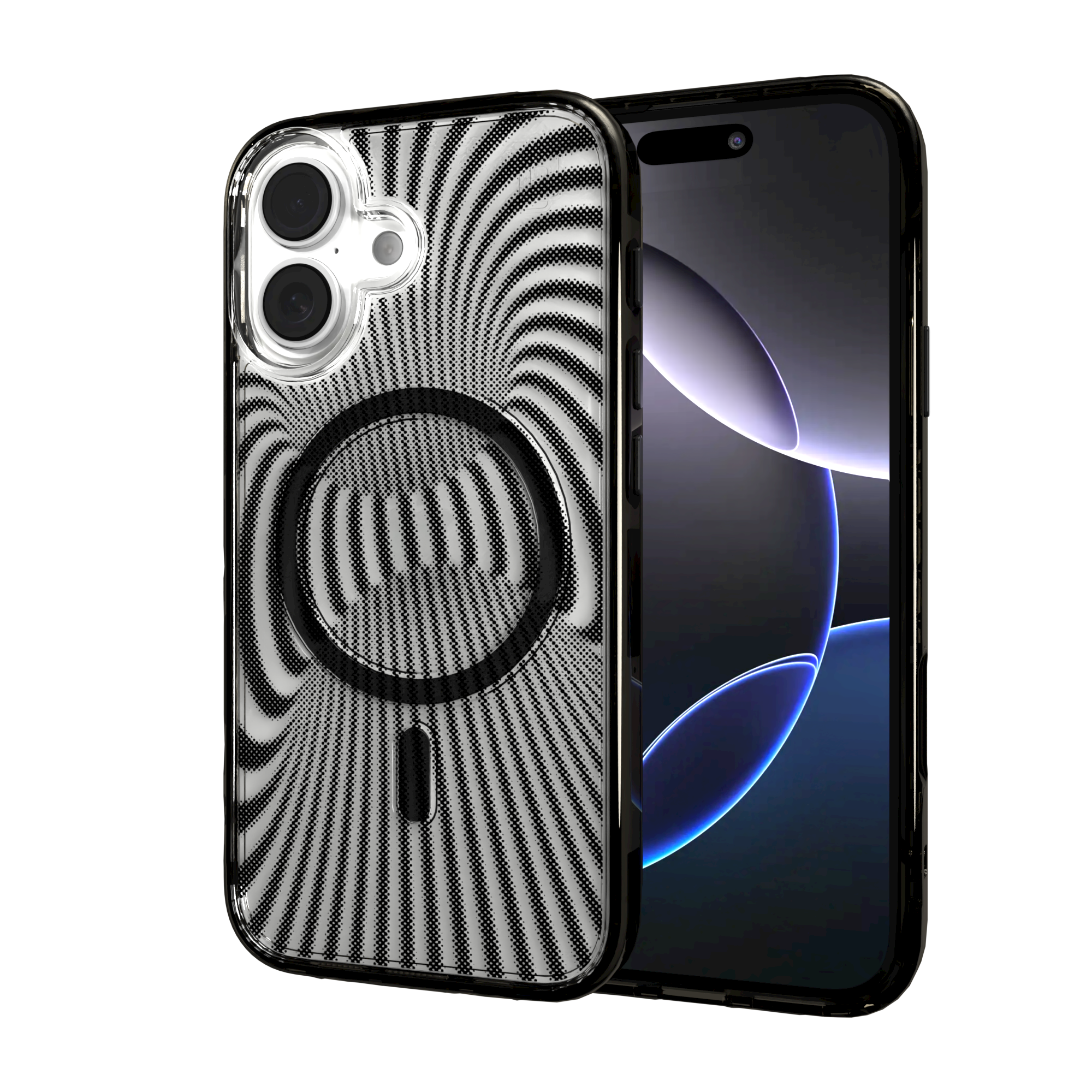 iPhone 16 Series | MagSafe | Monochromatic Case Designs | Trippy Tunnel Tunnel / iPhone 16 / Black
