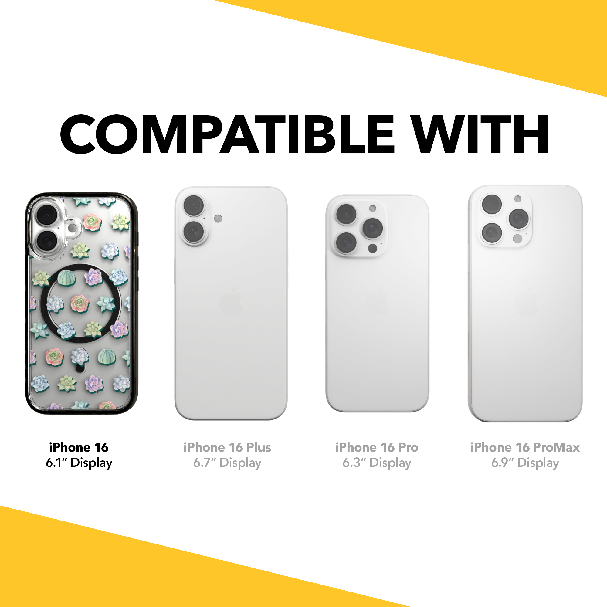 iPhone 16 Series | MagSafe | Nature Case Collection | Succulent Seamless Pattern Succulents / iPhone 16 / Black