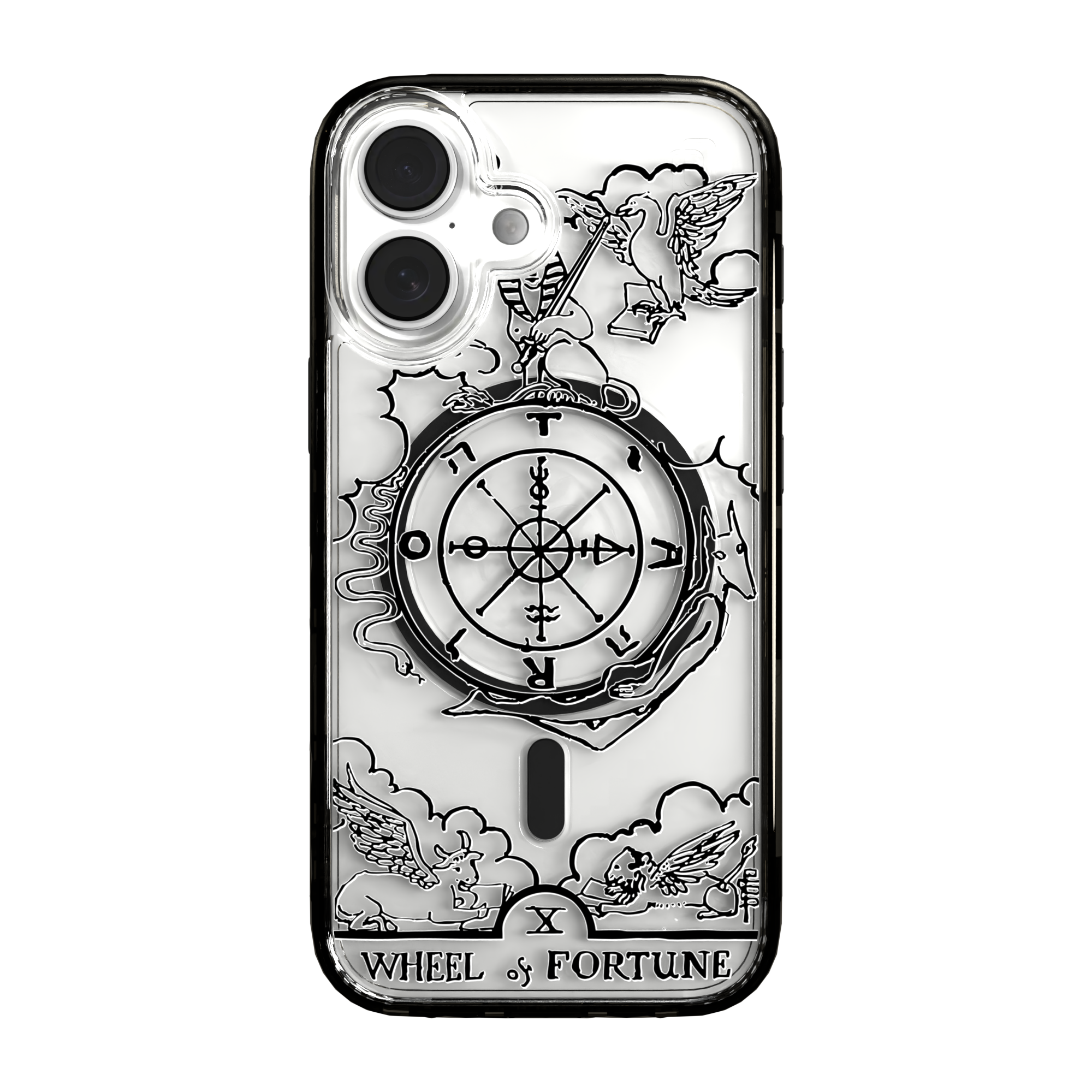 iPhone 16 Series | MagSafe | Tarot Collection | Wheel of Fortune Wheel of Fortune - Line / iPhone 16 / Black