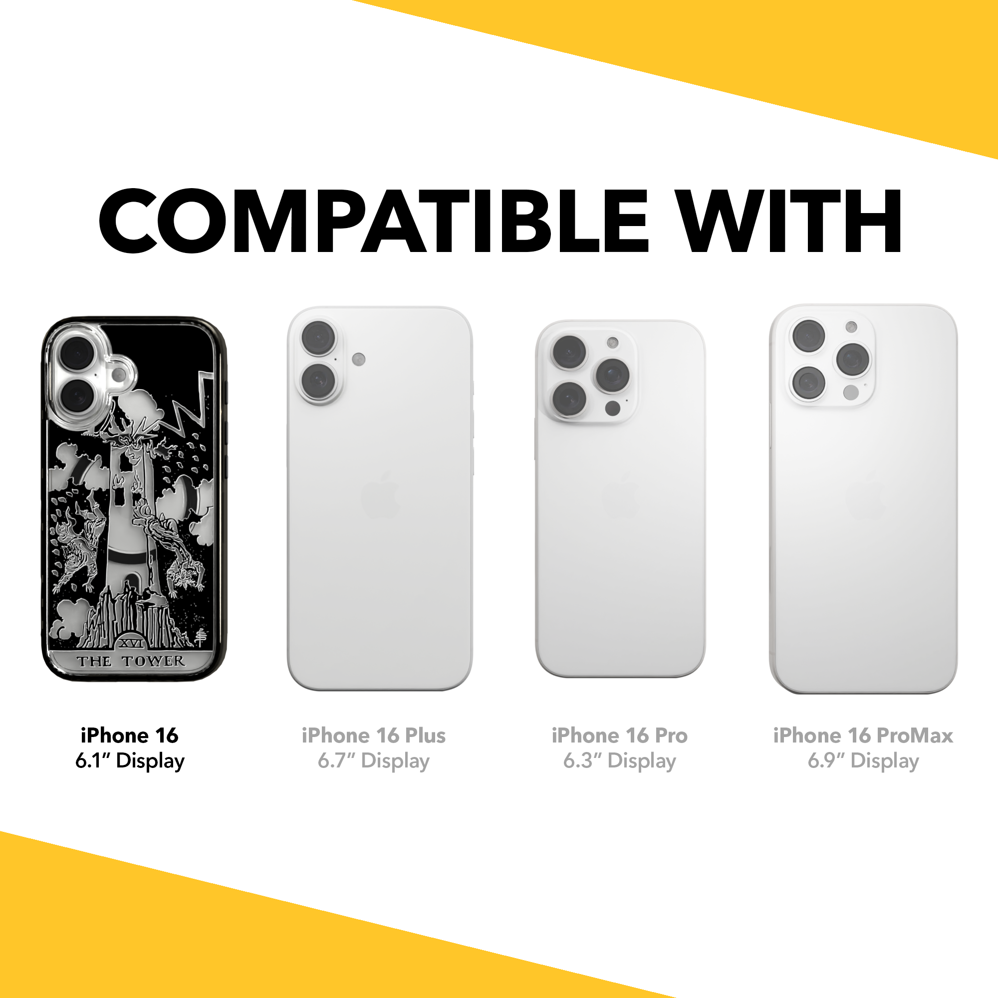 iPhone 16 Series | MagSafe | Tarot Collection | The Tower The Tower - Line / iPhone 16 / Black