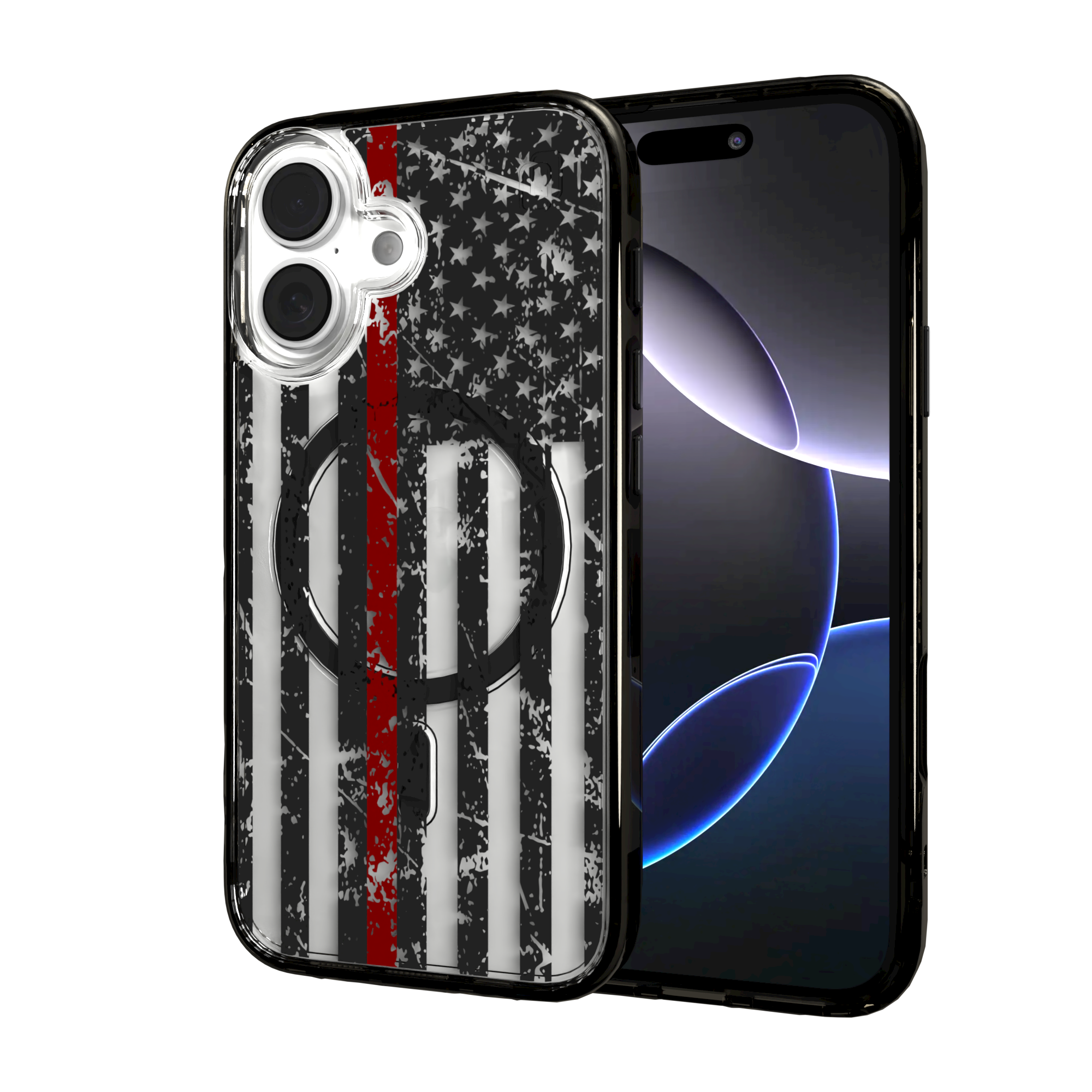 iPhone 16 Series | MagSafe | Red, White & Blue Case Collection | Thin Red Line Red Line / iPhone 16 / Black