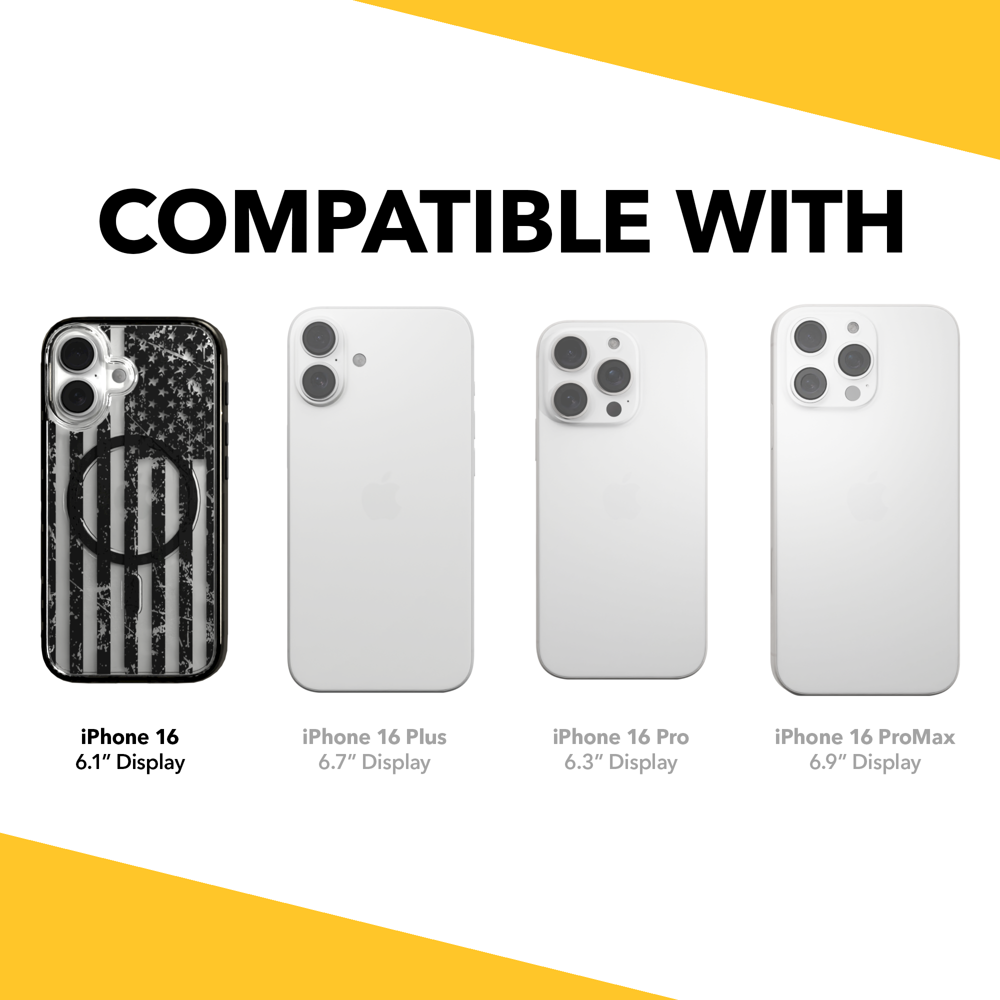 iPhone 16 Series | MagSafe | Red, White & Blue Case Collection | Weathered Black & White American Flag Black Flag / iPhone 16 / Black