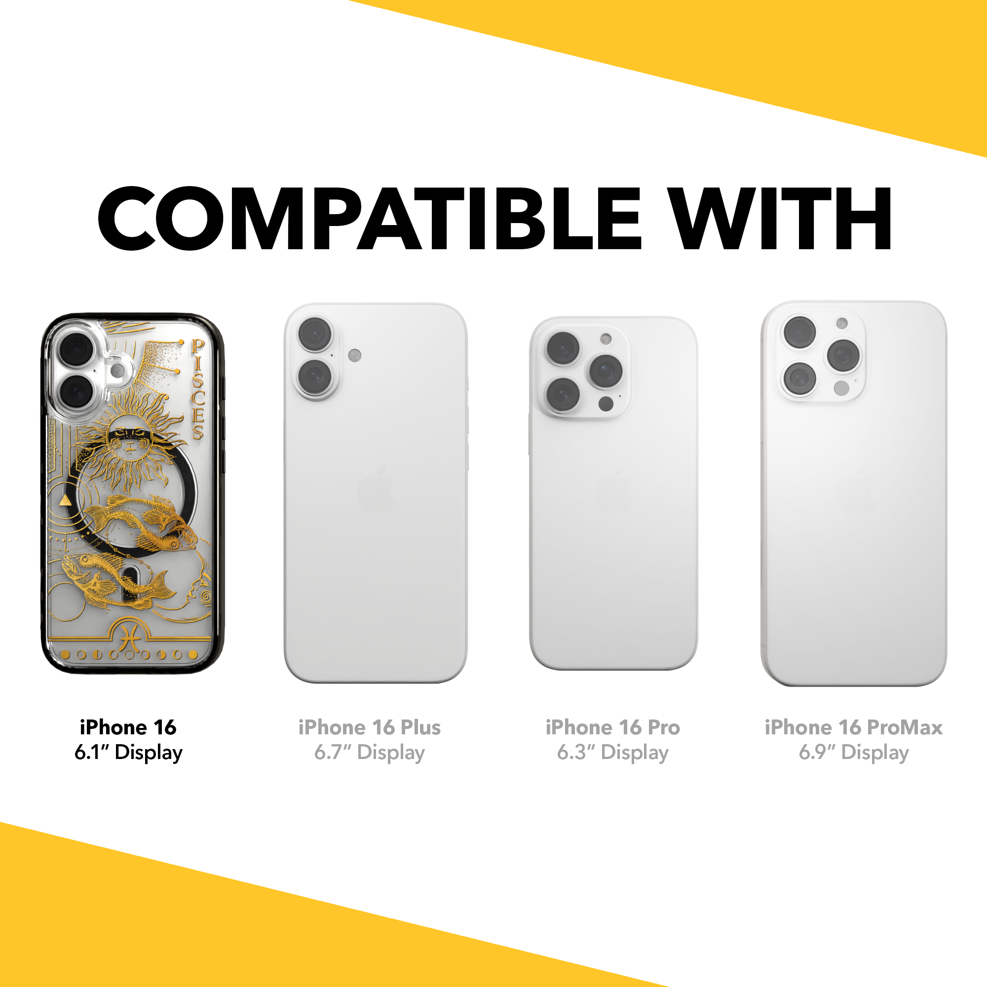 iPhone 16 Series | MagSafe | Zodiac Collection | Pisces Pisces Gold / iPhone 16 / Black
