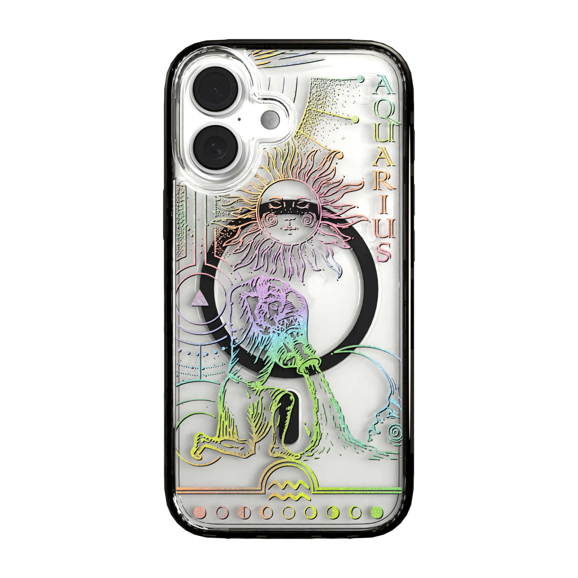 iPhone 16 Series | MagSafe | Zodiac Collection | Aquarius Aquarius Rainbow / iPhone 16 / Black