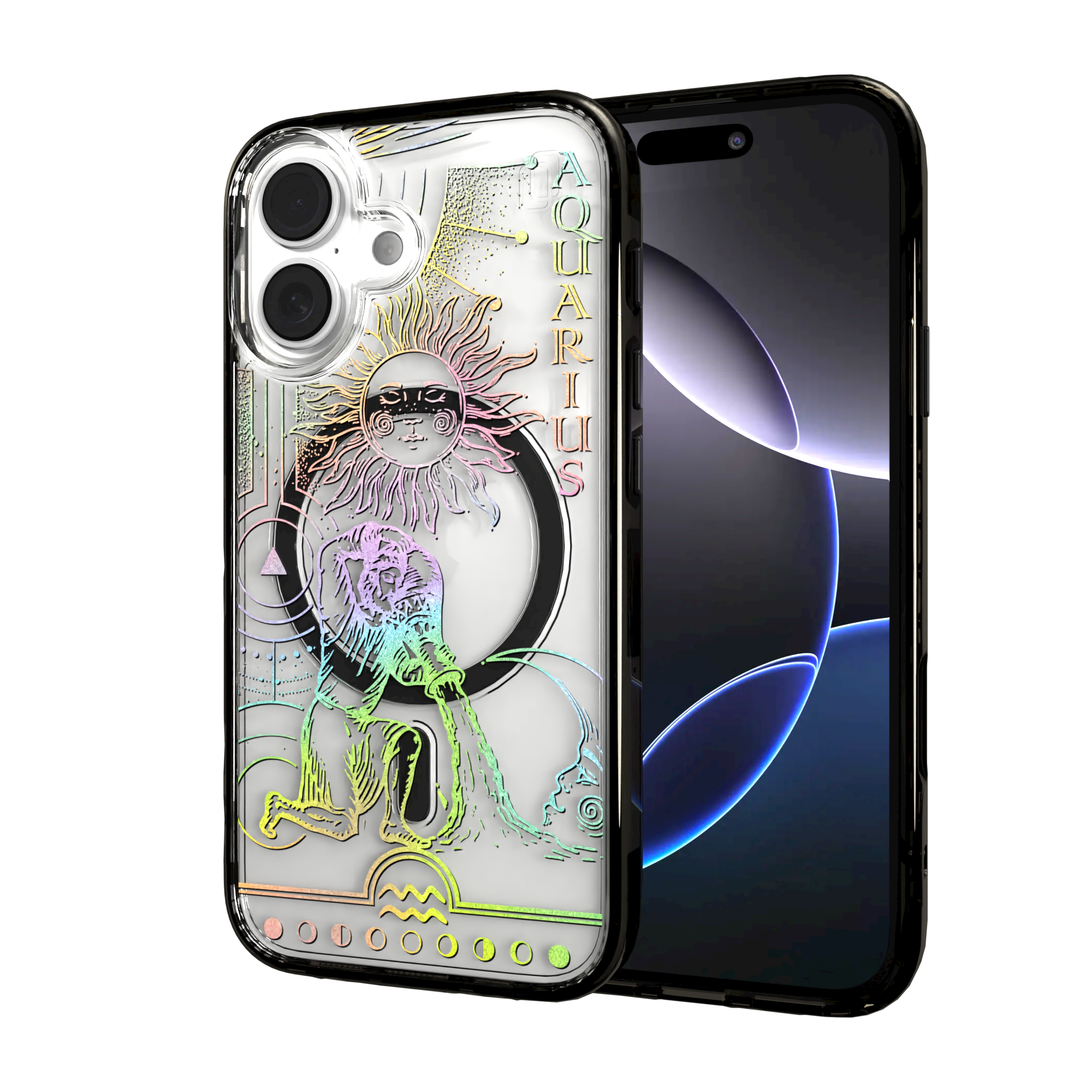 iPhone 16 Series | MagSafe | Zodiac Collection | Aquarius Aquarius Rainbow / iPhone 16 / Black