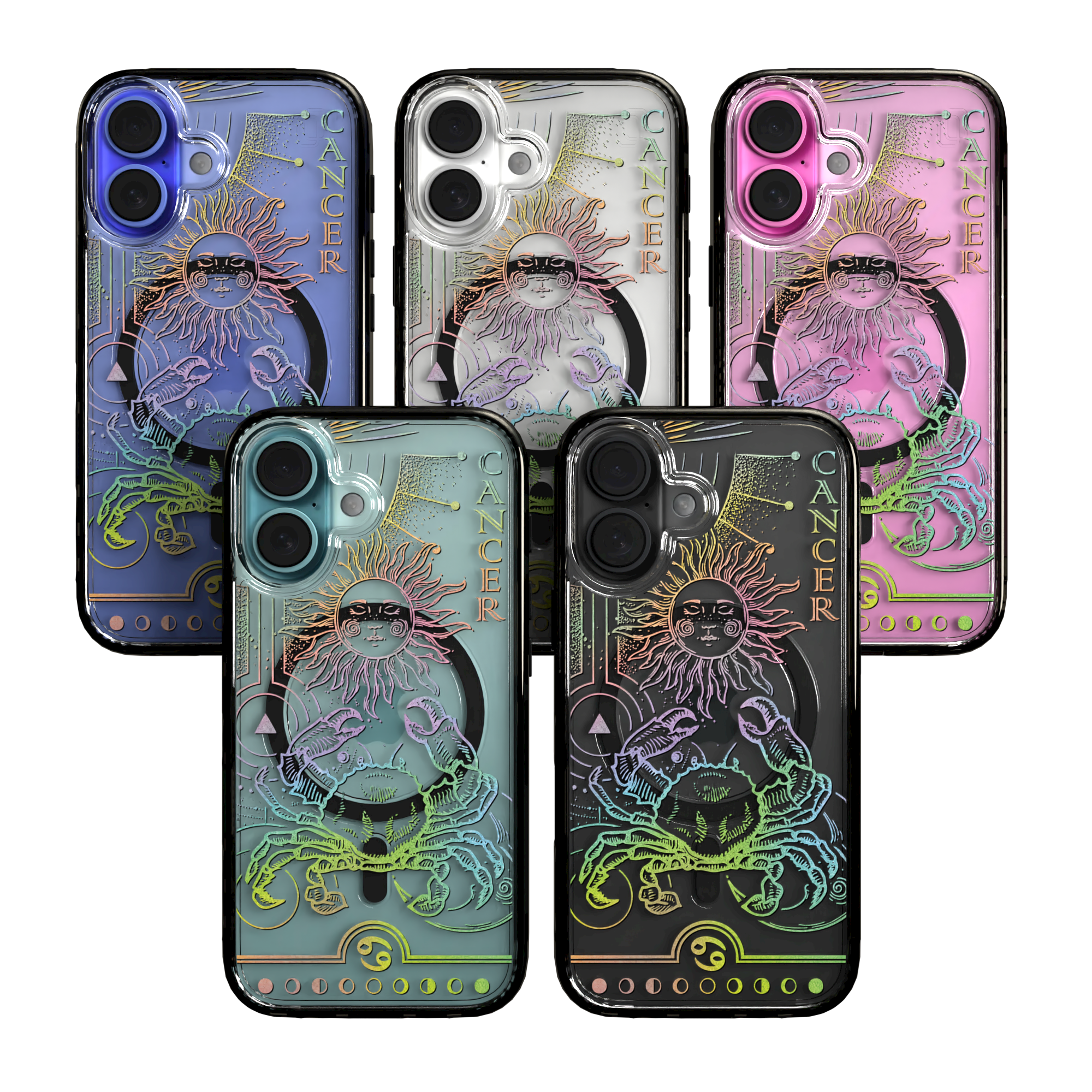 iPhone 16 Series | MagSafe | Zodiac Collection | Cancer Cancer Rainbow / iPhone 16 / Black