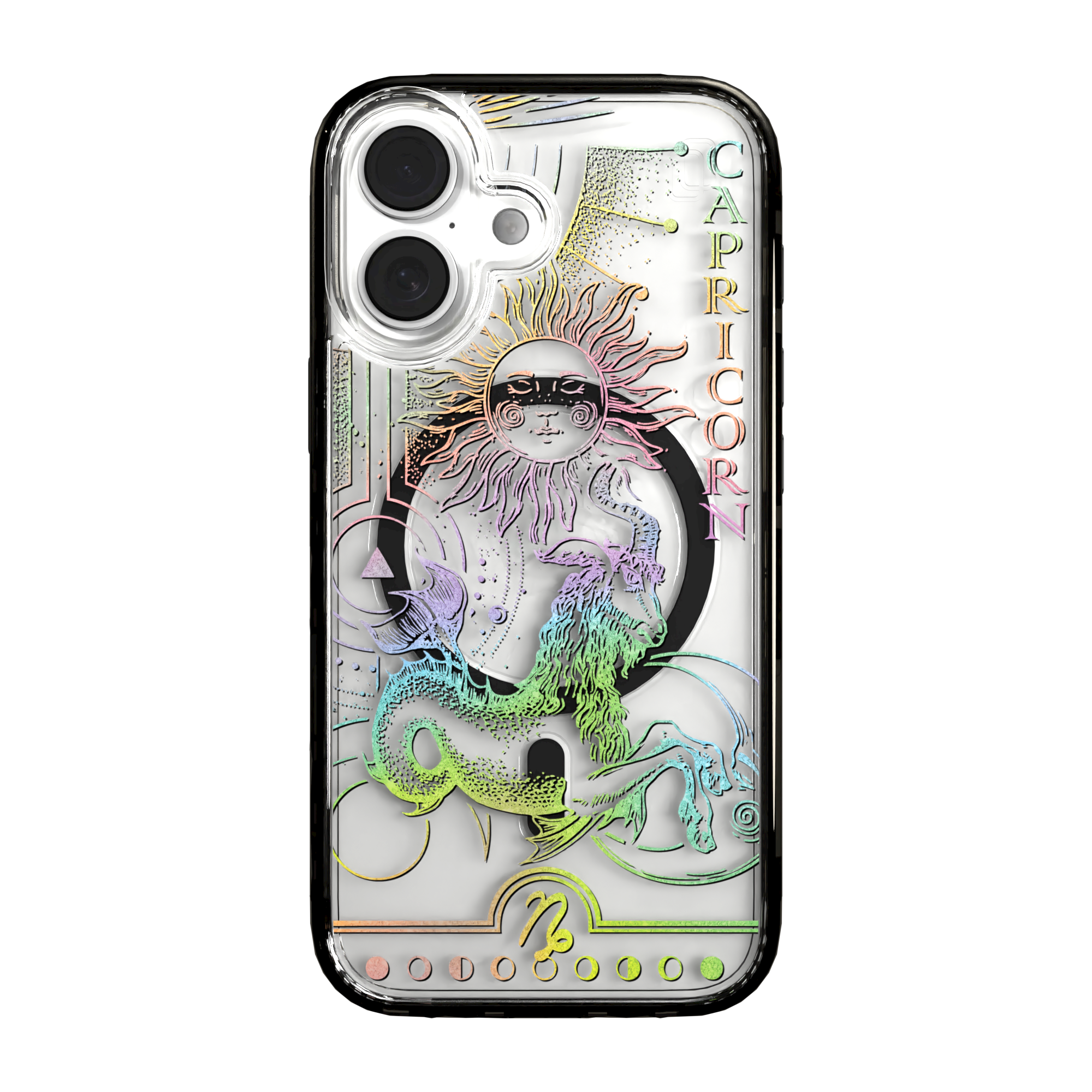 iPhone 16 Series | MagSafe | Zodiac Collection |Capricorn Capricorn Rainbow / iPhone 16 / Black