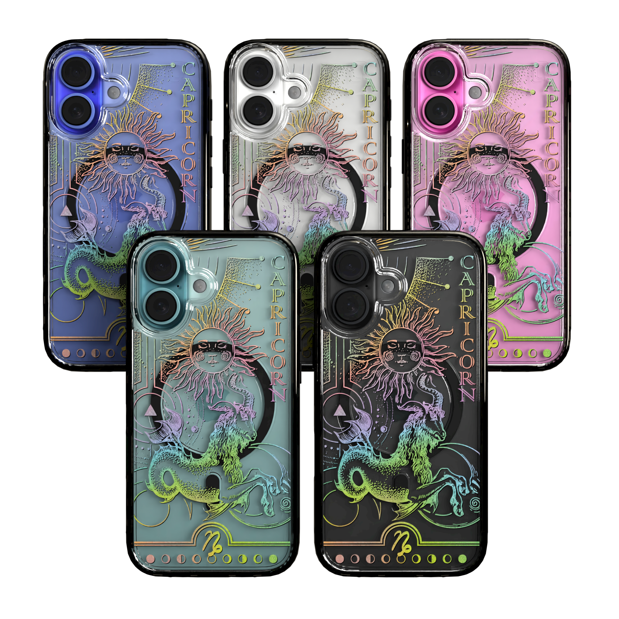 iPhone 16 Series | MagSafe | Zodiac Collection |Capricorn Capricorn Rainbow / iPhone 16 / Black