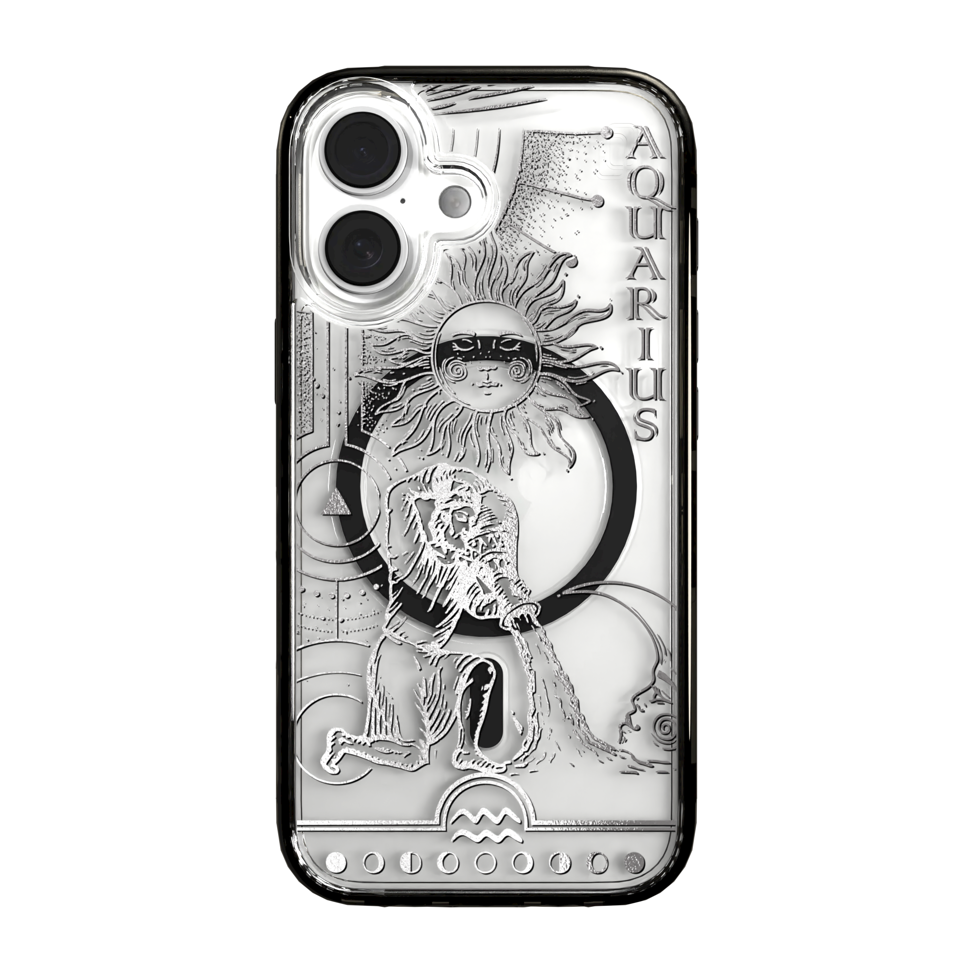 iPhone 16 Series | MagSafe | Zodiac Collection | Aquarius Aquarius Silver / iPhone 16 / Black