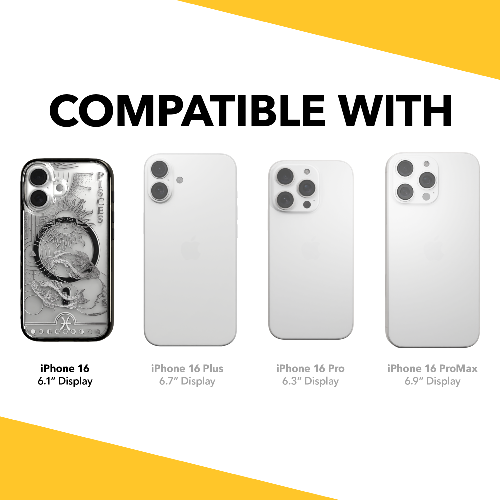 iPhone 16 Series | MagSafe | Zodiac Collection | Pisces Pisces Silver / iPhone 16 / Black