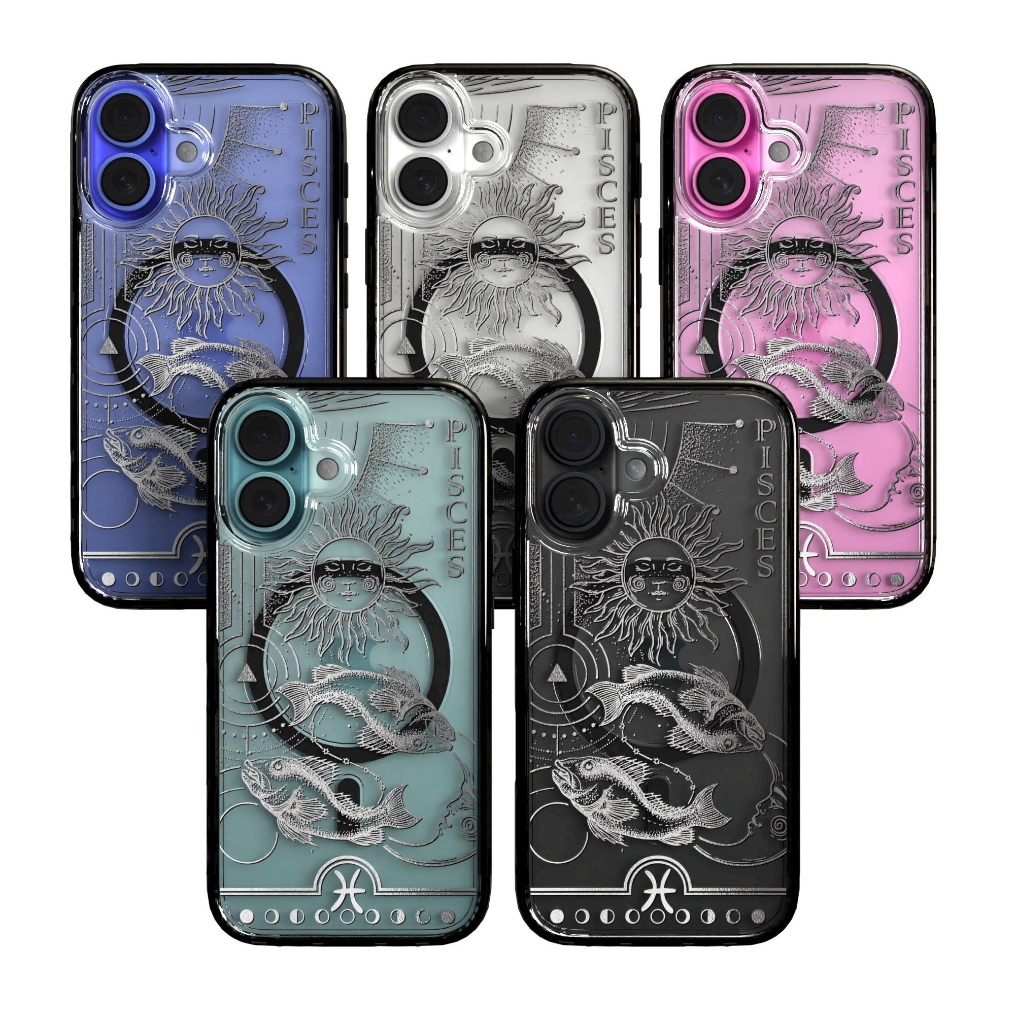 iPhone 16 Series | MagSafe | Zodiac Collection | Pisces Pisces Silver / iPhone 16 / Black