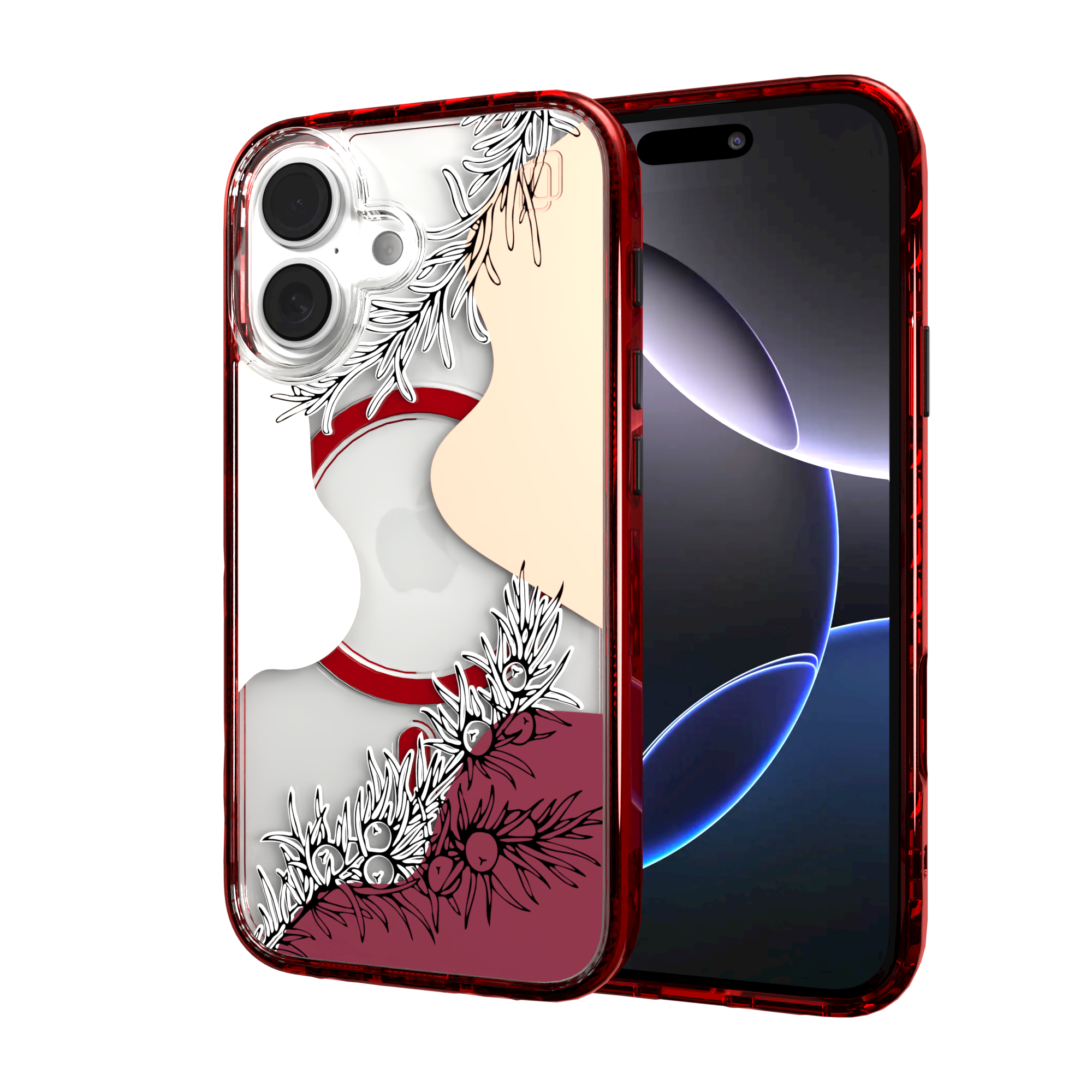 iPhone 16 Series | MagSafe | Botanical Fusion Abstract Case | Red Summer Skies