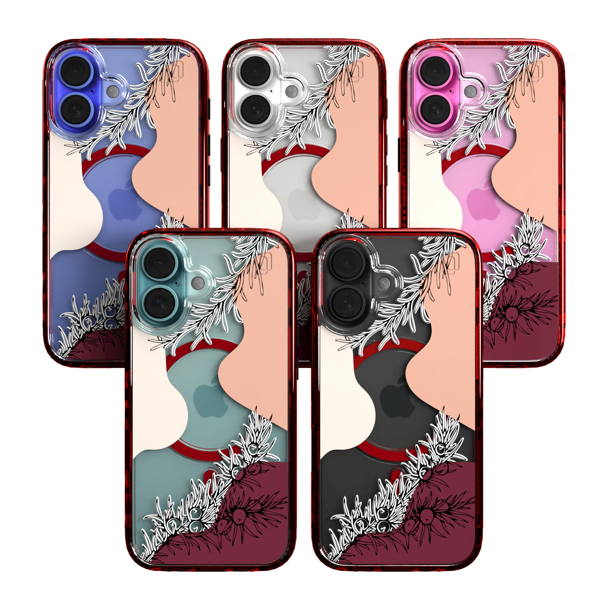 iPhone 16 Series | MagSafe | Botanical Fusion Abstract Case | Red Summer Skies