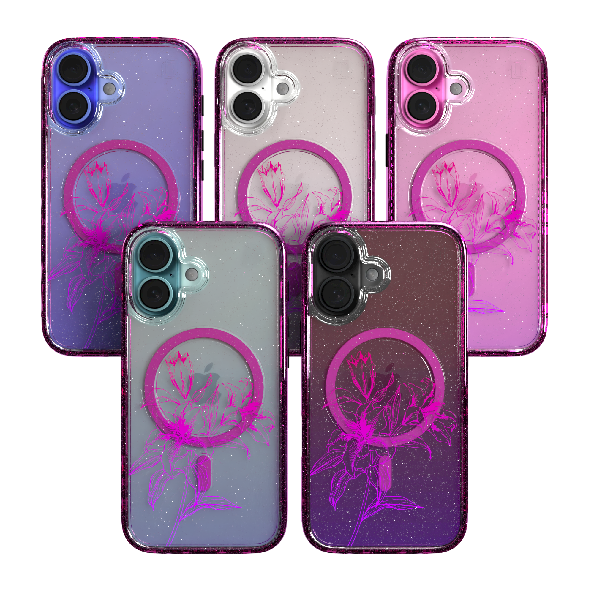 iPhone 16 Series | MagSafe | Ombre Bouquet Case Collection | Pink & Purple Prism Pink Prism / iPhone 16 / Red