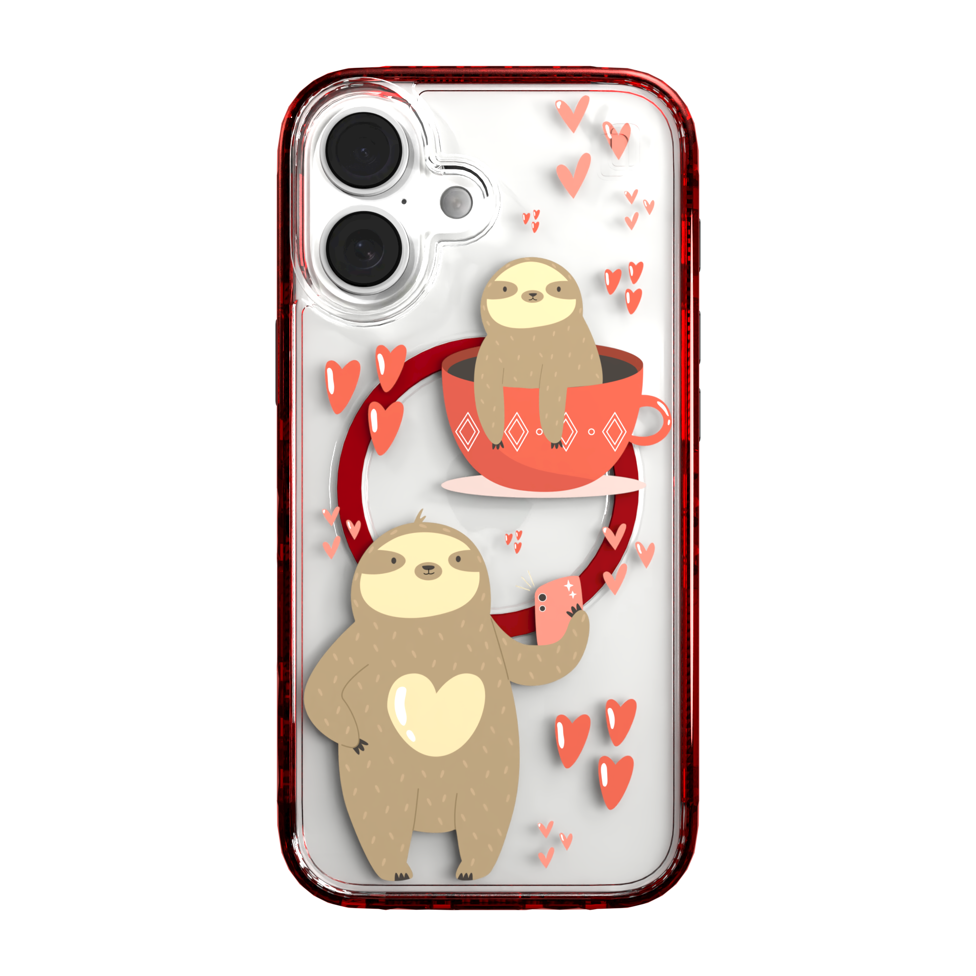 iPhone 16 Series | MagSafe | Sloth Case Collection | Sloths In Love Sloth Haven / iPhone 16 / Red