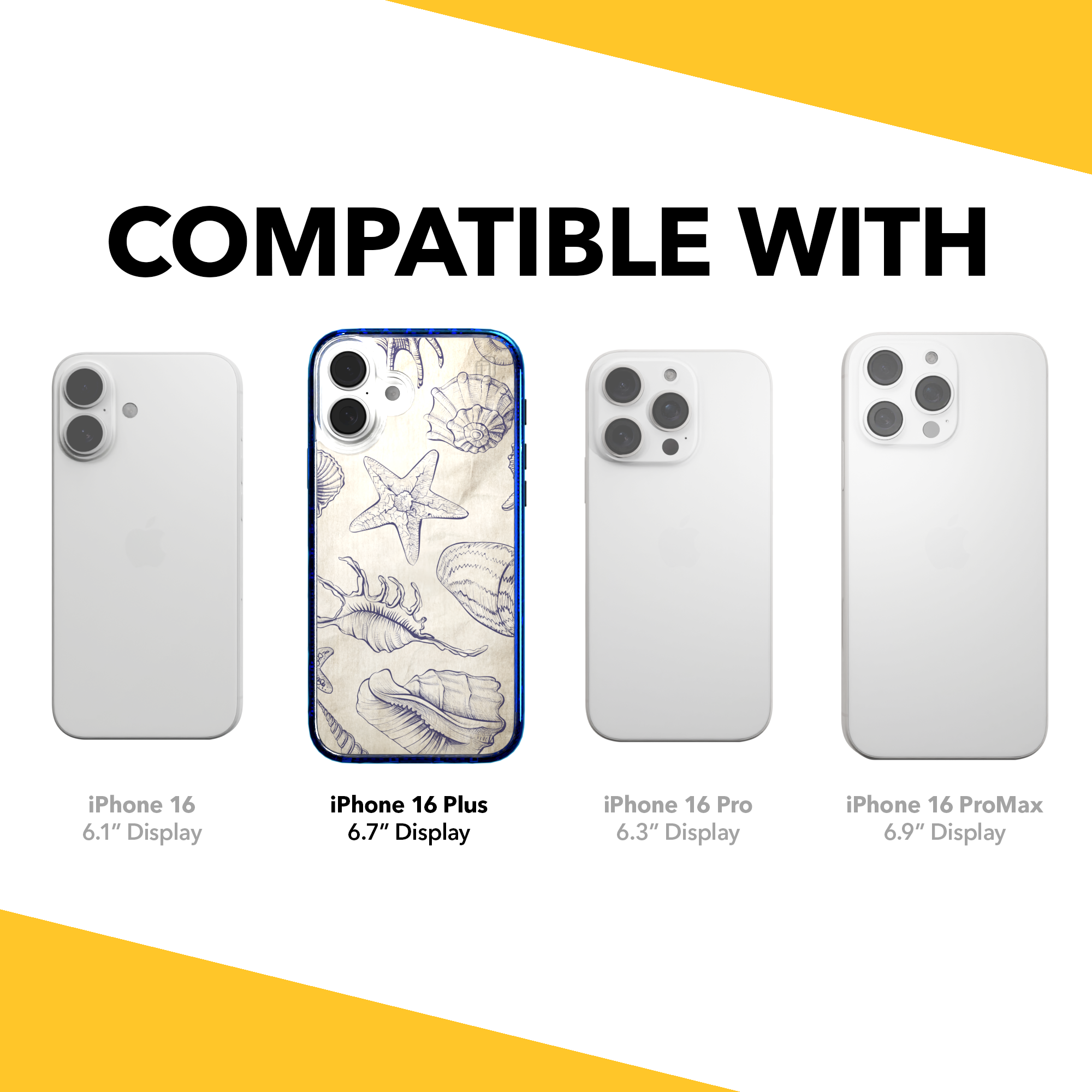 iPhone 16 Series | MagSafe | Coastal Case Collection | Seashells Sketches Coastal Seashell / iPhone 16 Plus / Blue