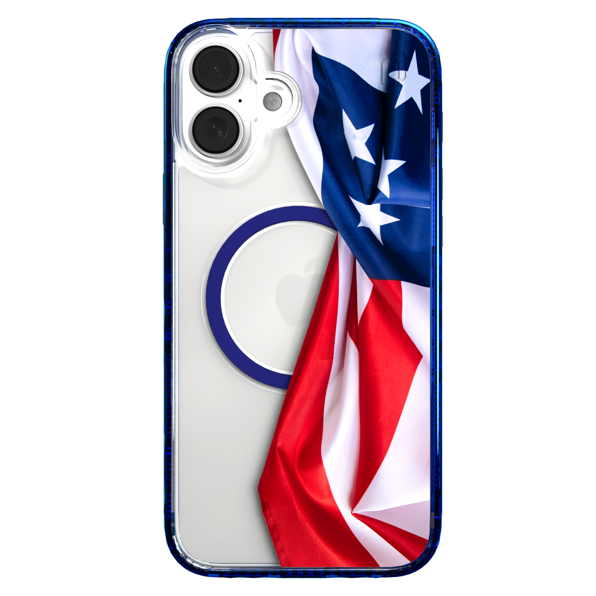 iPhone 16 Series | MagSafe | Red, White & Blue Case Collection | Flowing American Flag Resilient Spirit / iPhone 16 Plus / Blue