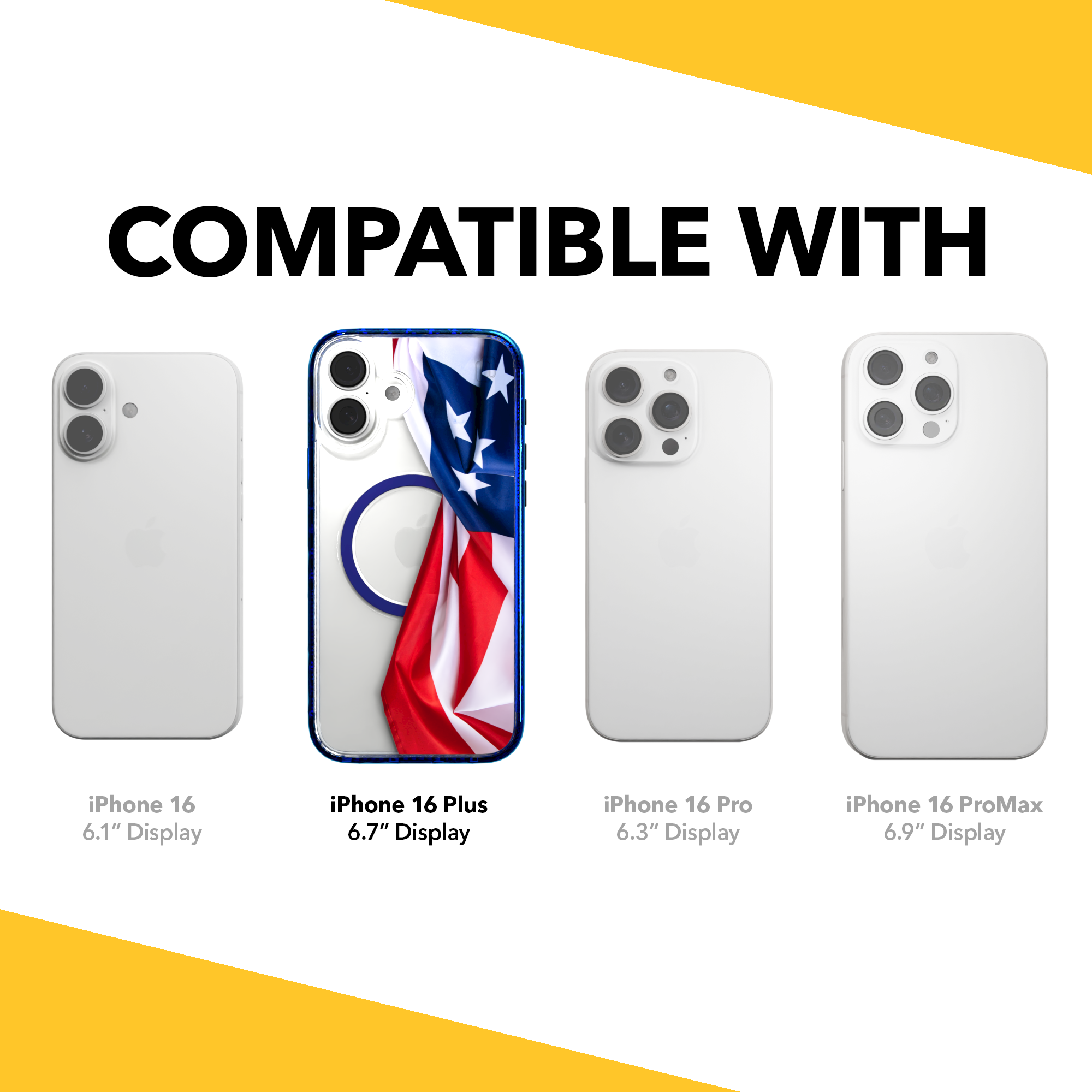 iPhone 16 Series | MagSafe | Red, White & Blue Case Collection | Flowing American Flag Resilient Spirit / iPhone 16 Plus / Blue