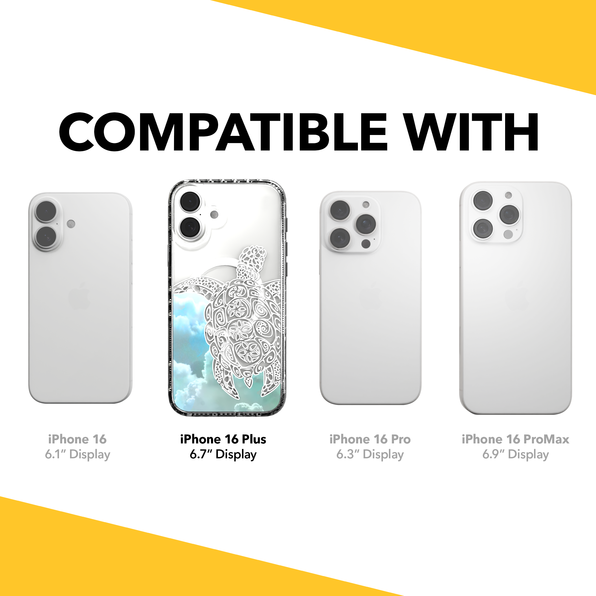 iPhone 16 Series | MagSafe | Coastal Case Collection | White & Teal Sea Turtle Turtle / iPhone 16 Plus / Clear