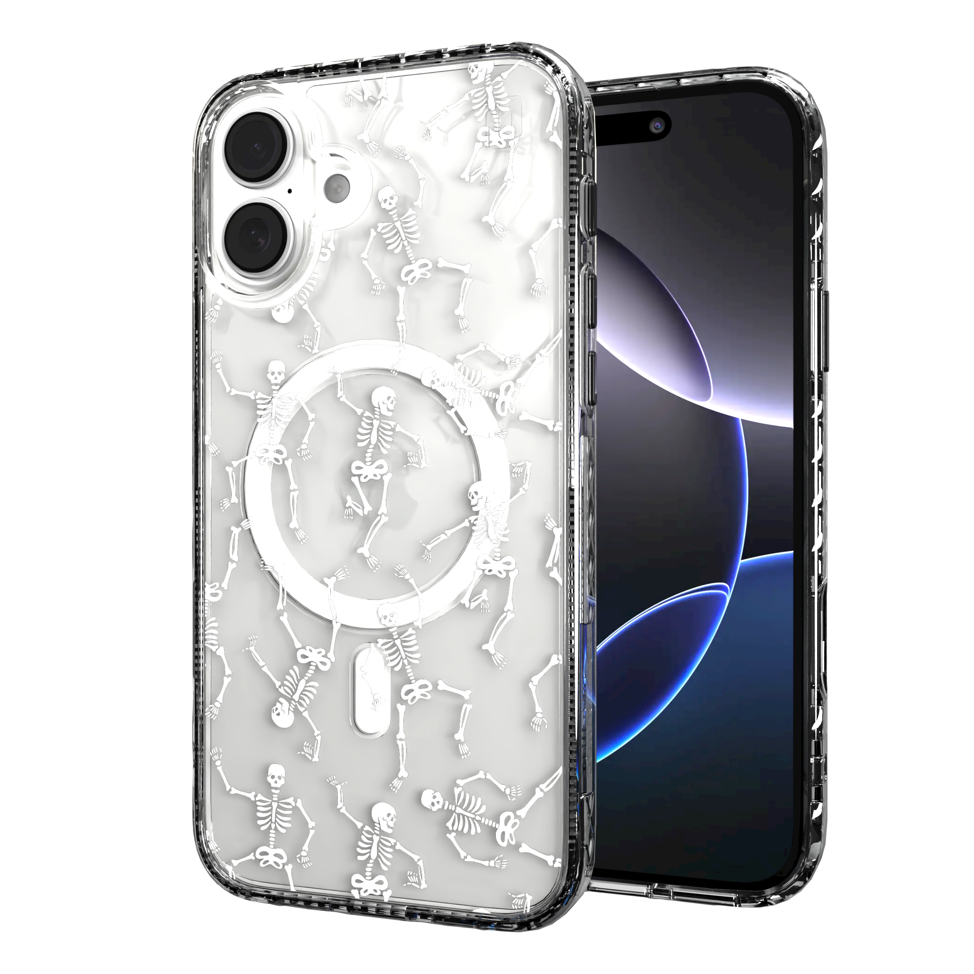 iPhone 16 Series | MagSafe | Halloween Case | Dancing Skeletons Dancing Skeletons / iPhone 16 Plus / Clear
