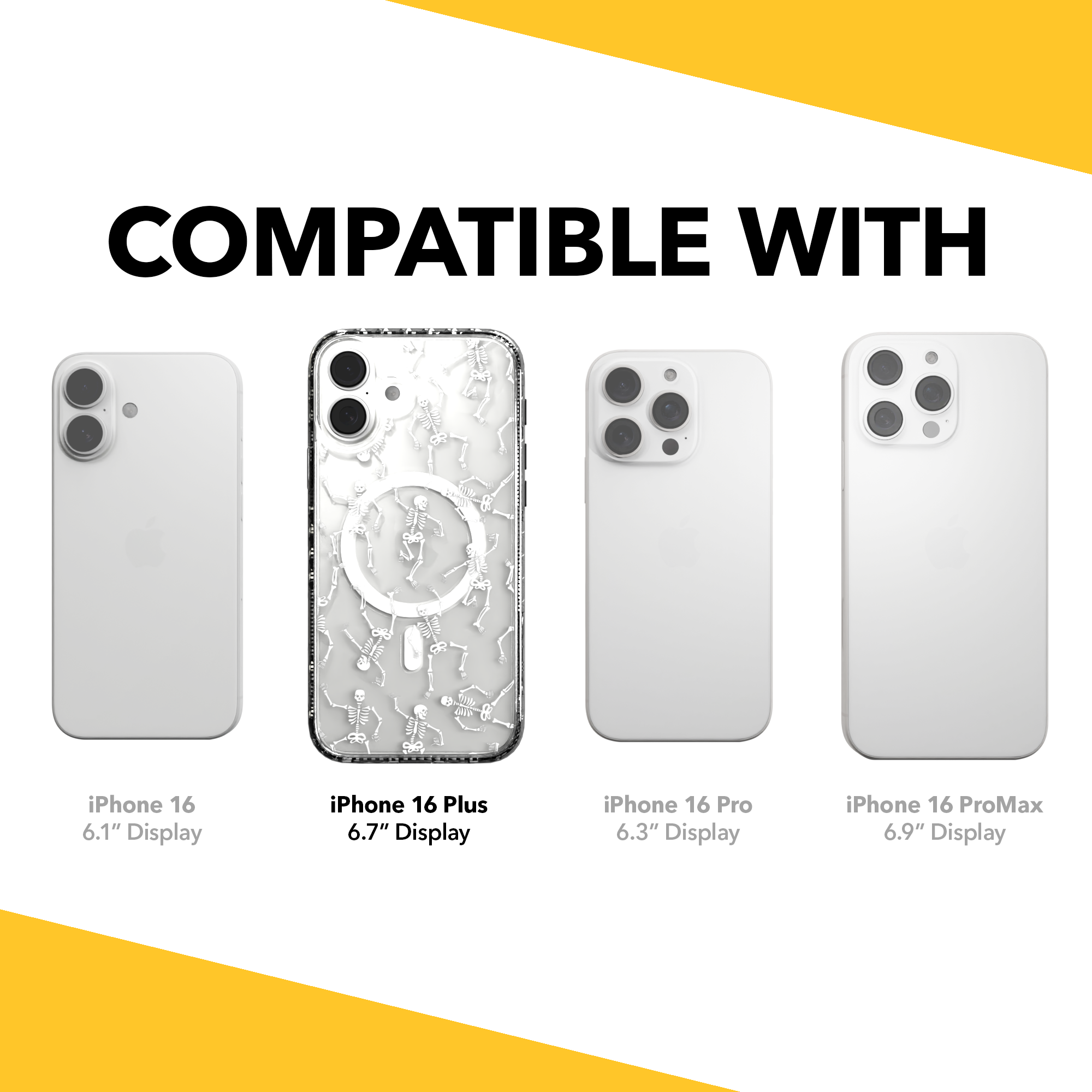 iPhone 16 Series | MagSafe | Halloween Case | Dancing Skeletons Dancing Skeletons / iPhone 16 Plus / Clear
