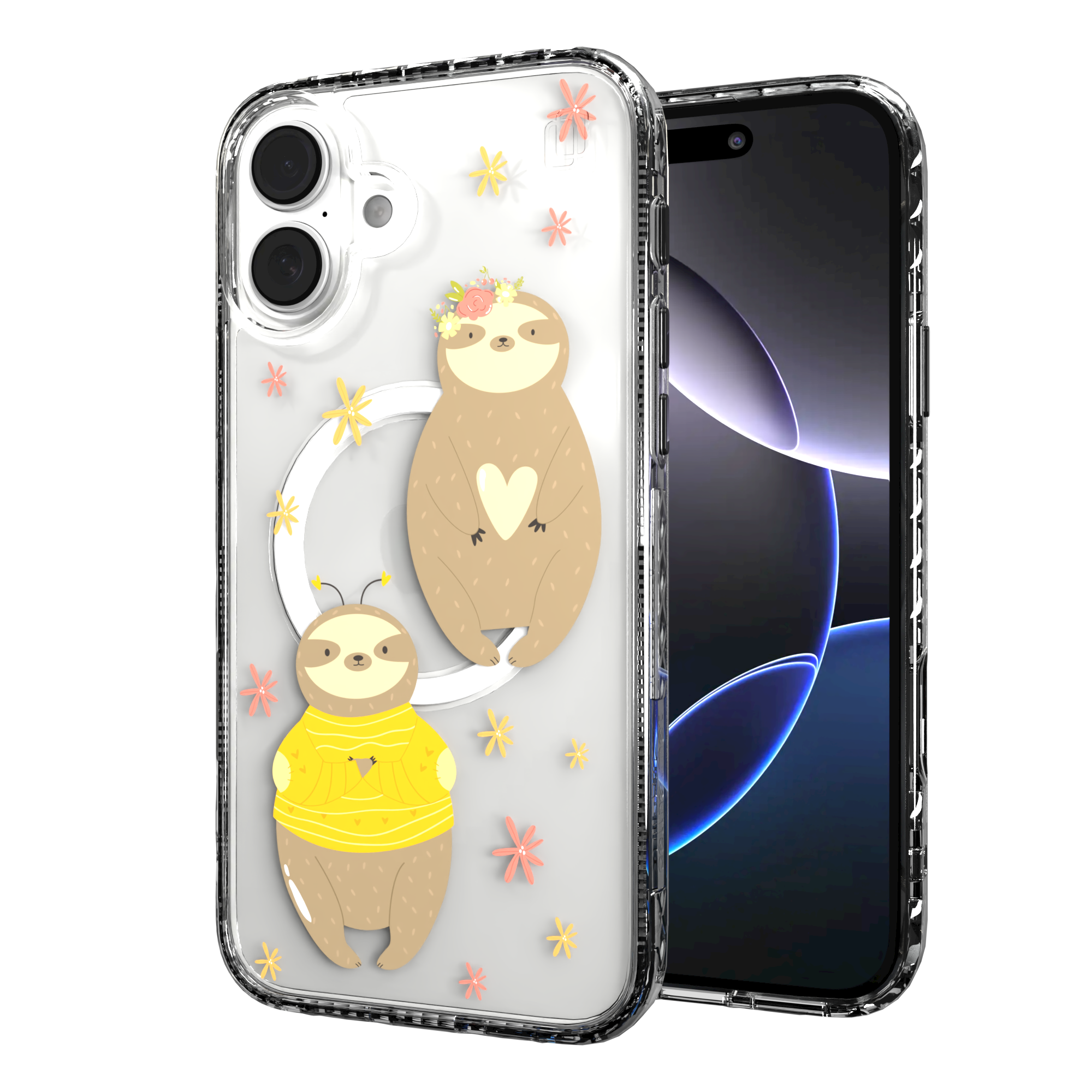 iPhone 16 Series | MagSafe | Sloth Case Collection | Lazy Sloths Lazy Sloth / iPhone 16 Plus / Clear