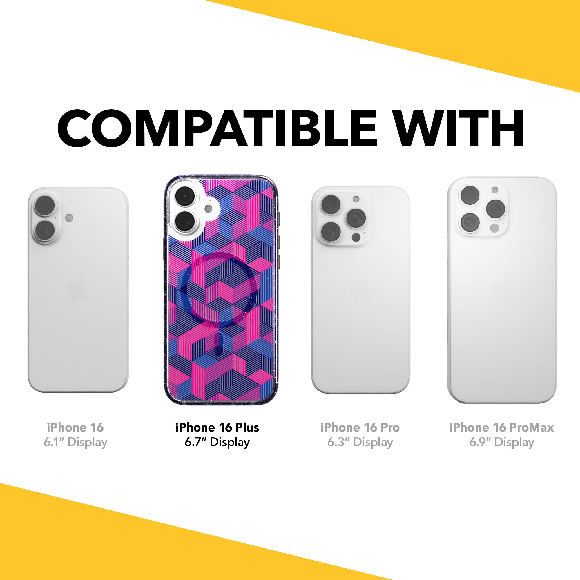 iPhone 16 Series | MagSafe | Monochromatic Case Designs | Colorful Cubes Colorful Cubes / iPhone 16 Plus / Lilac Sparkle