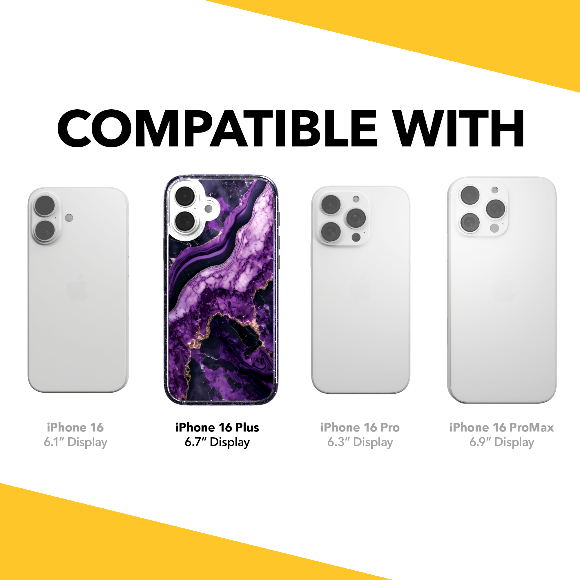 iPhone 16 Series | MagSafe | Stone Beauty Case Collection | Falling Dusk Purple & Gold Marble Falling Dusk / iPhone 16 Plus / Lilac Sparkle